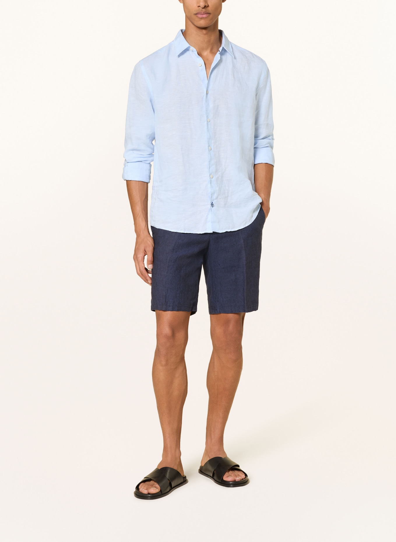 HILTL PARMINO linen chino shorts: DARK BLUE