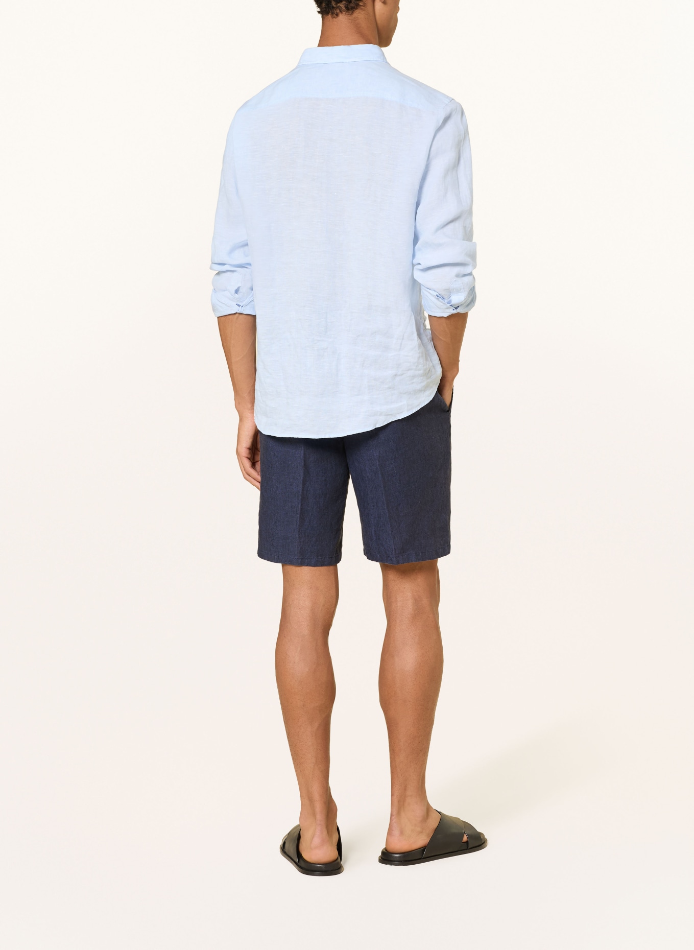 HILTL PARMINO linen chino shorts: DARK BLUE