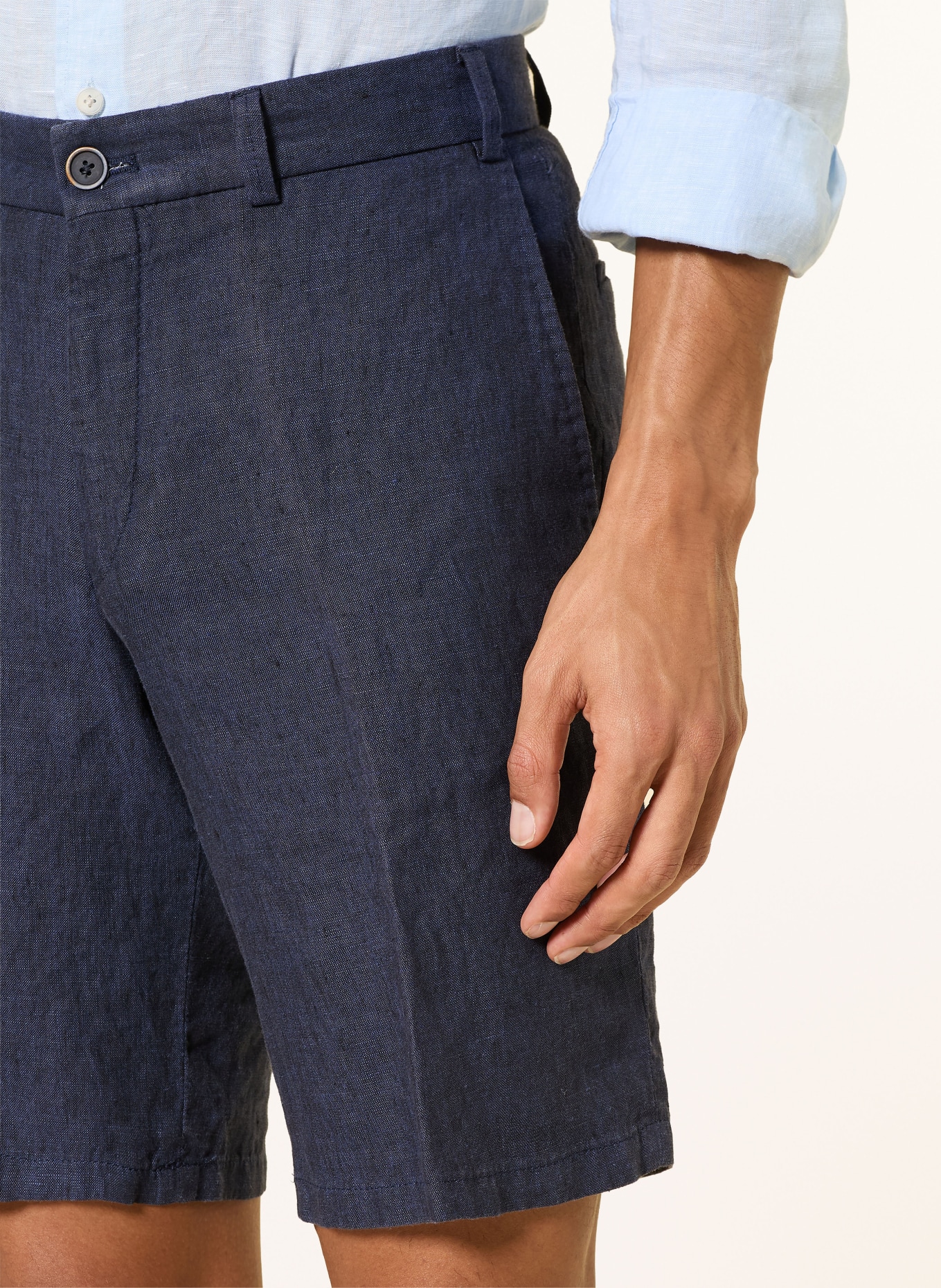 HILTL PARMINO linen chino shorts: DARK BLUE