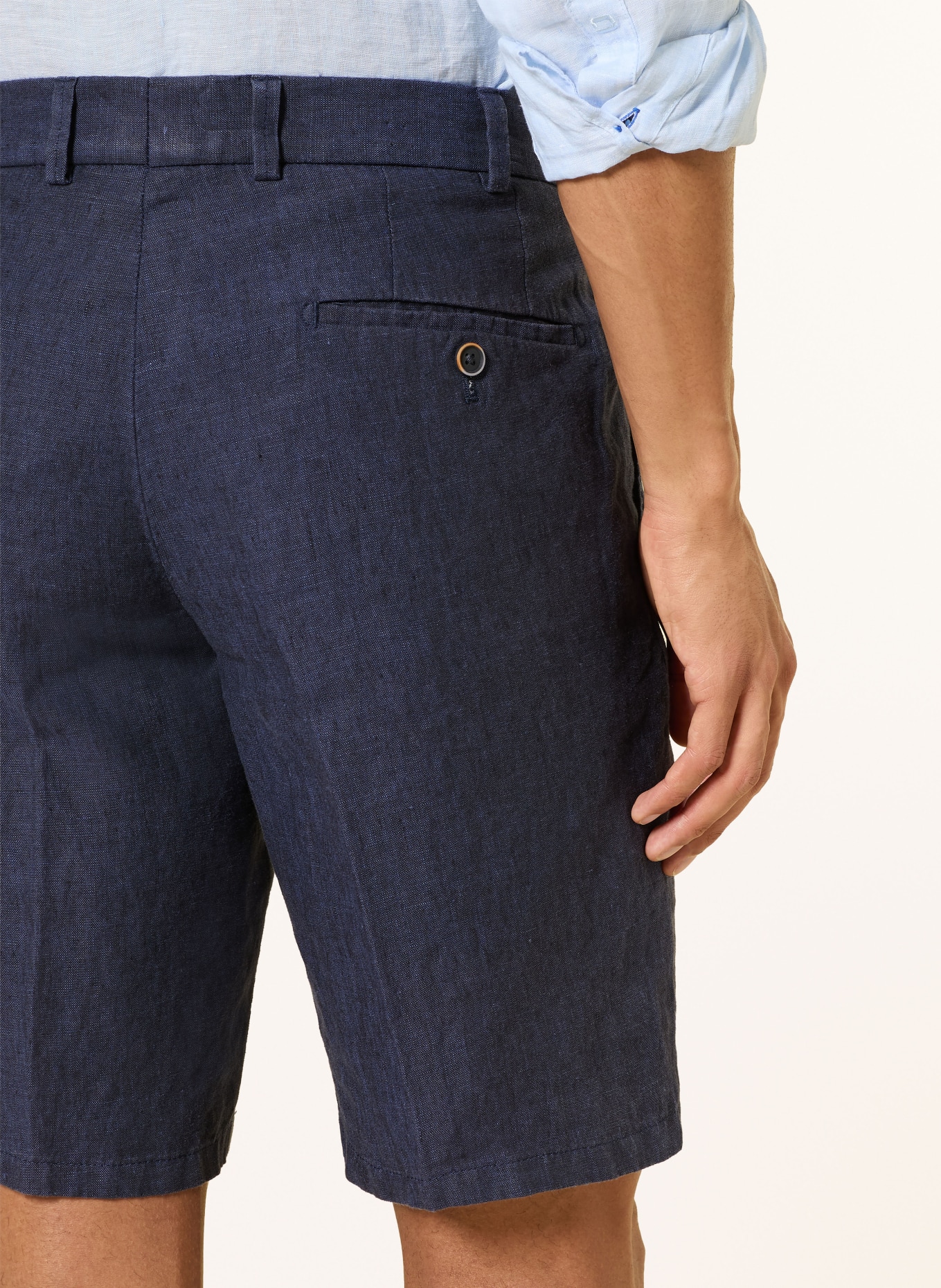 HILTL PARMINO linen chino shorts: DARK BLUE