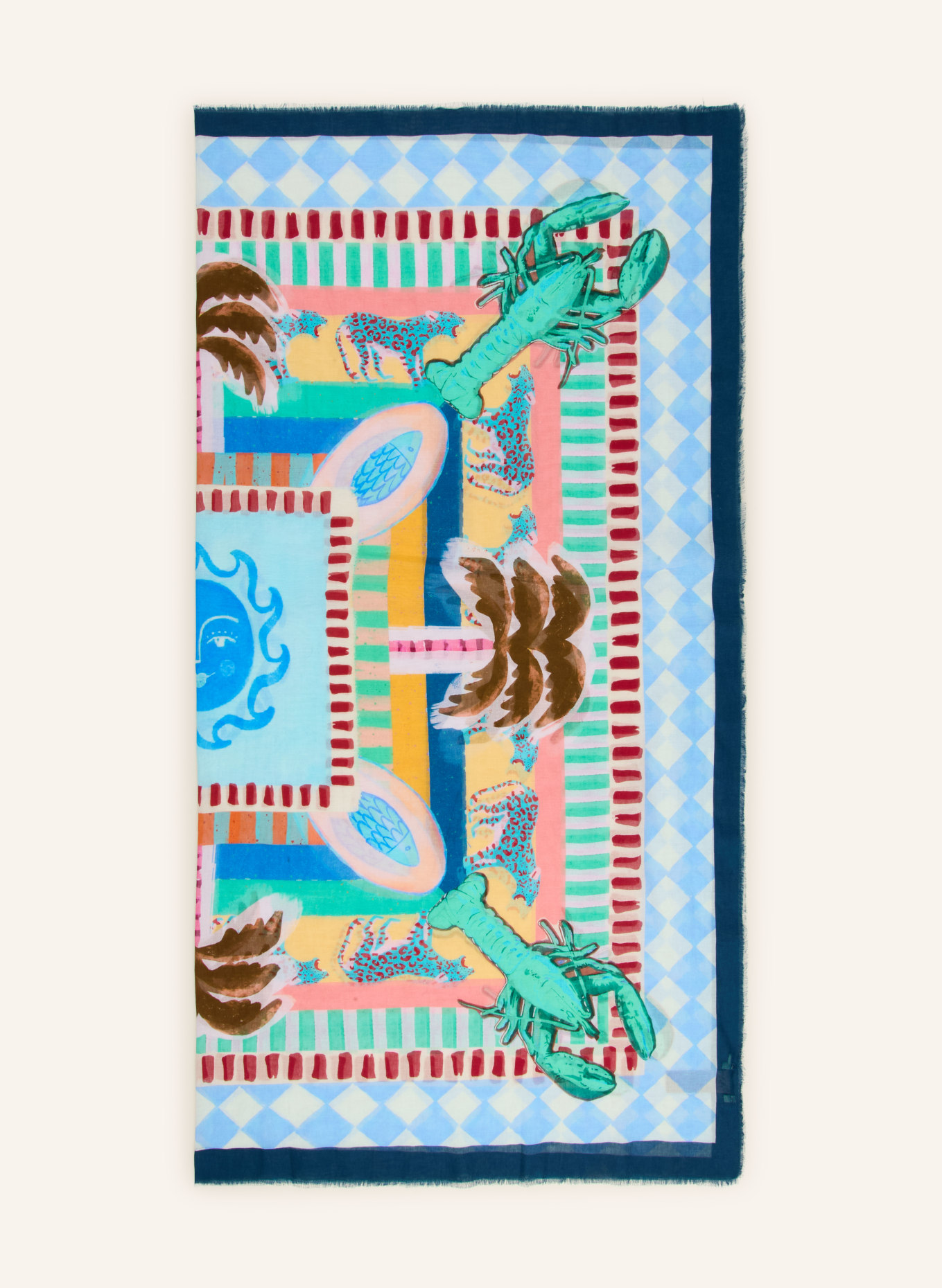 CODELLO Tuch: DUNKELBLAU / BRAUN / GELB