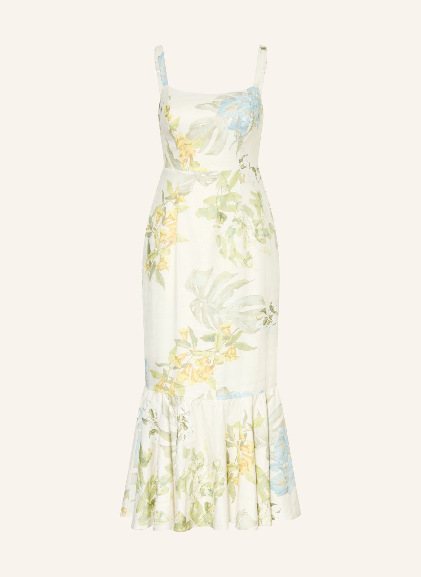 GUESS Kleid RORY mit Leinen: CREME / HELLGRÜN / HELLBLAU