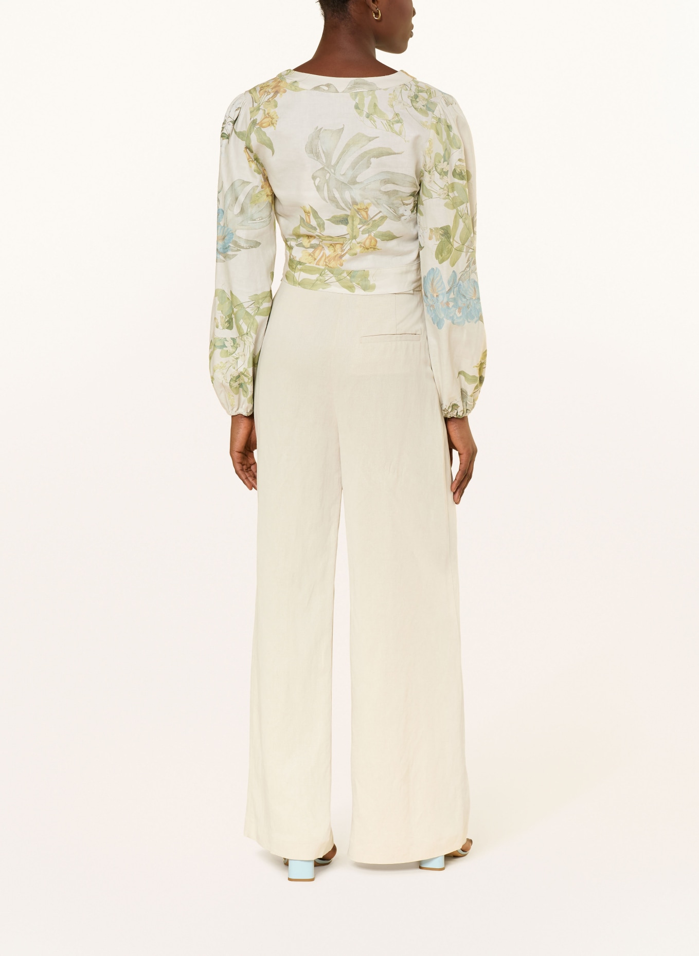 GUESS Cropped-Bluse SHIRLEY mit Leinen: CREME / GRÜN