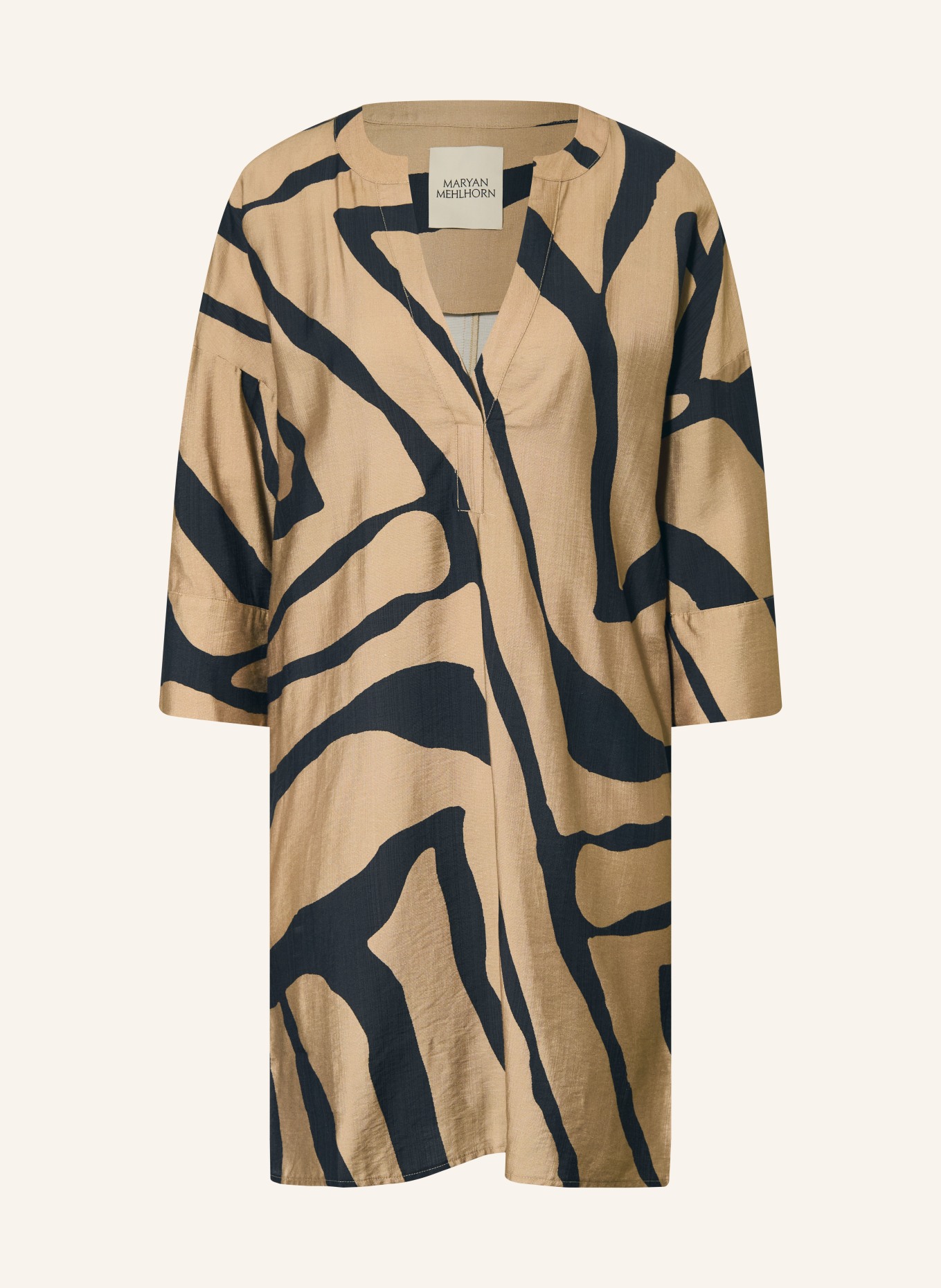 MARYAN MEHLHORN SILHOUET beach dress with 3/4 sleeves: OLIVE / BLACK