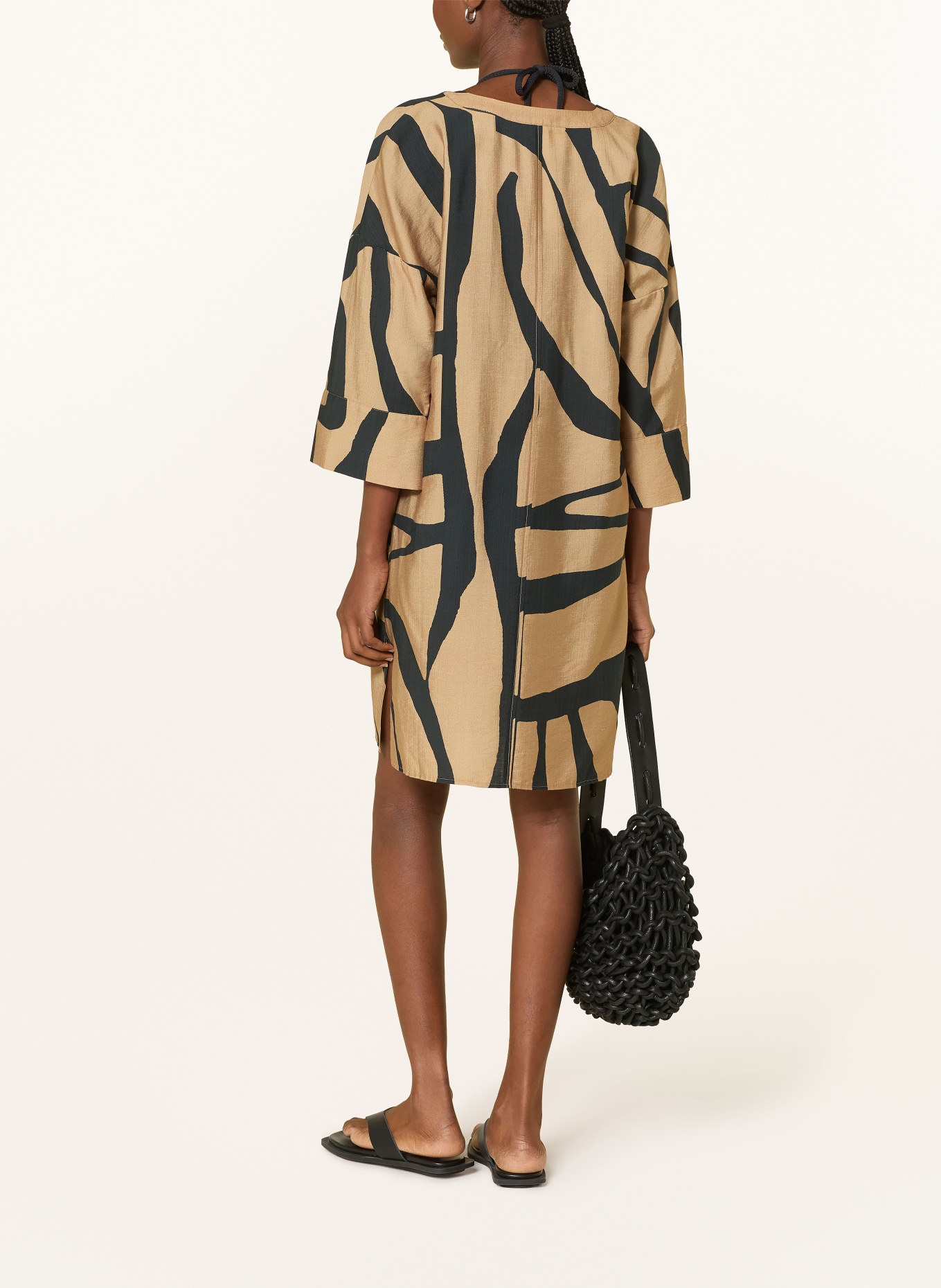 MARYAN MEHLHORN SILHOUET beach dress with 3/4 sleeves: OLIVE / BLACK