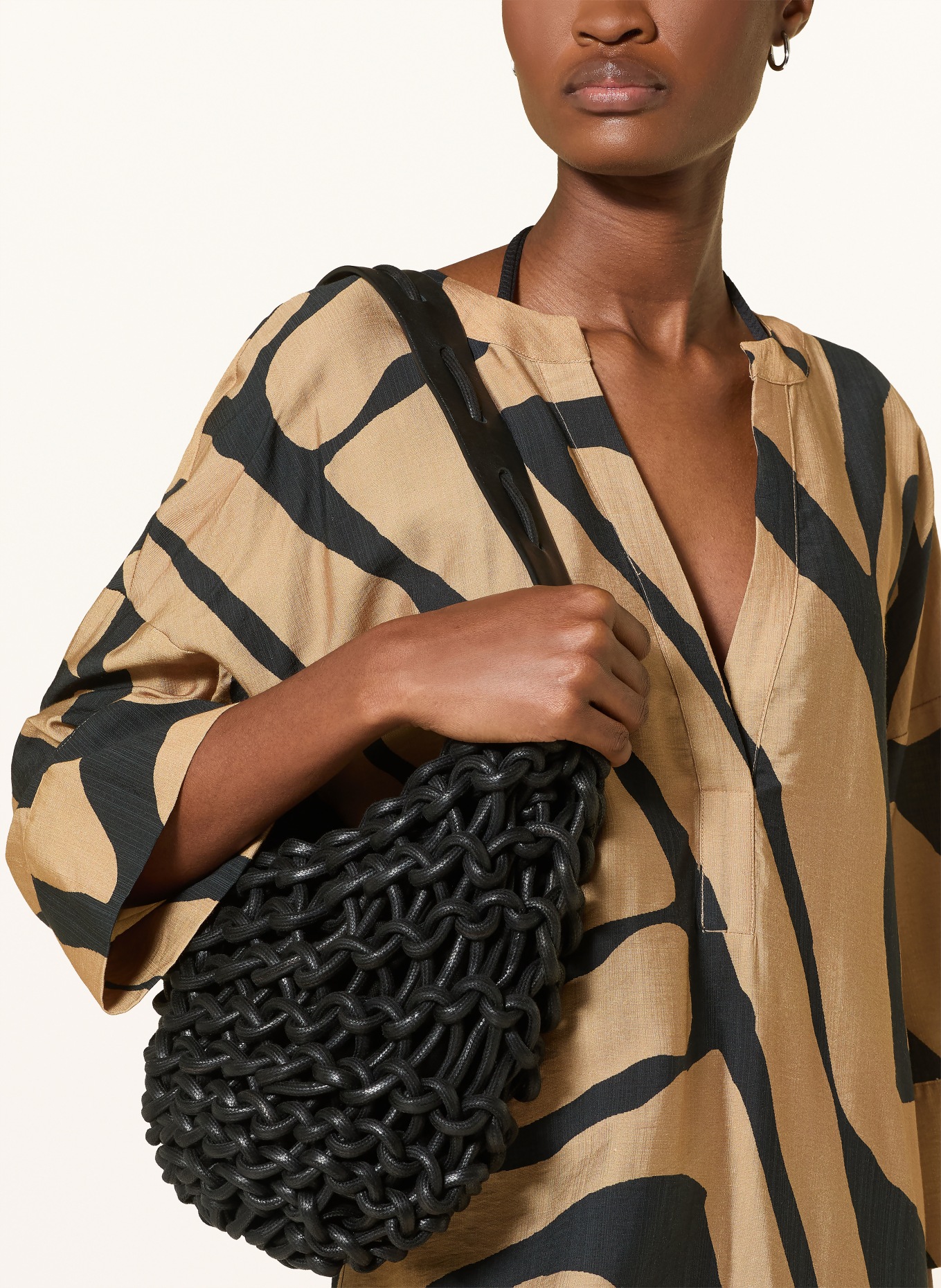 MARYAN MEHLHORN SILHOUET beach dress with 3/4 sleeves: OLIVE / BLACK