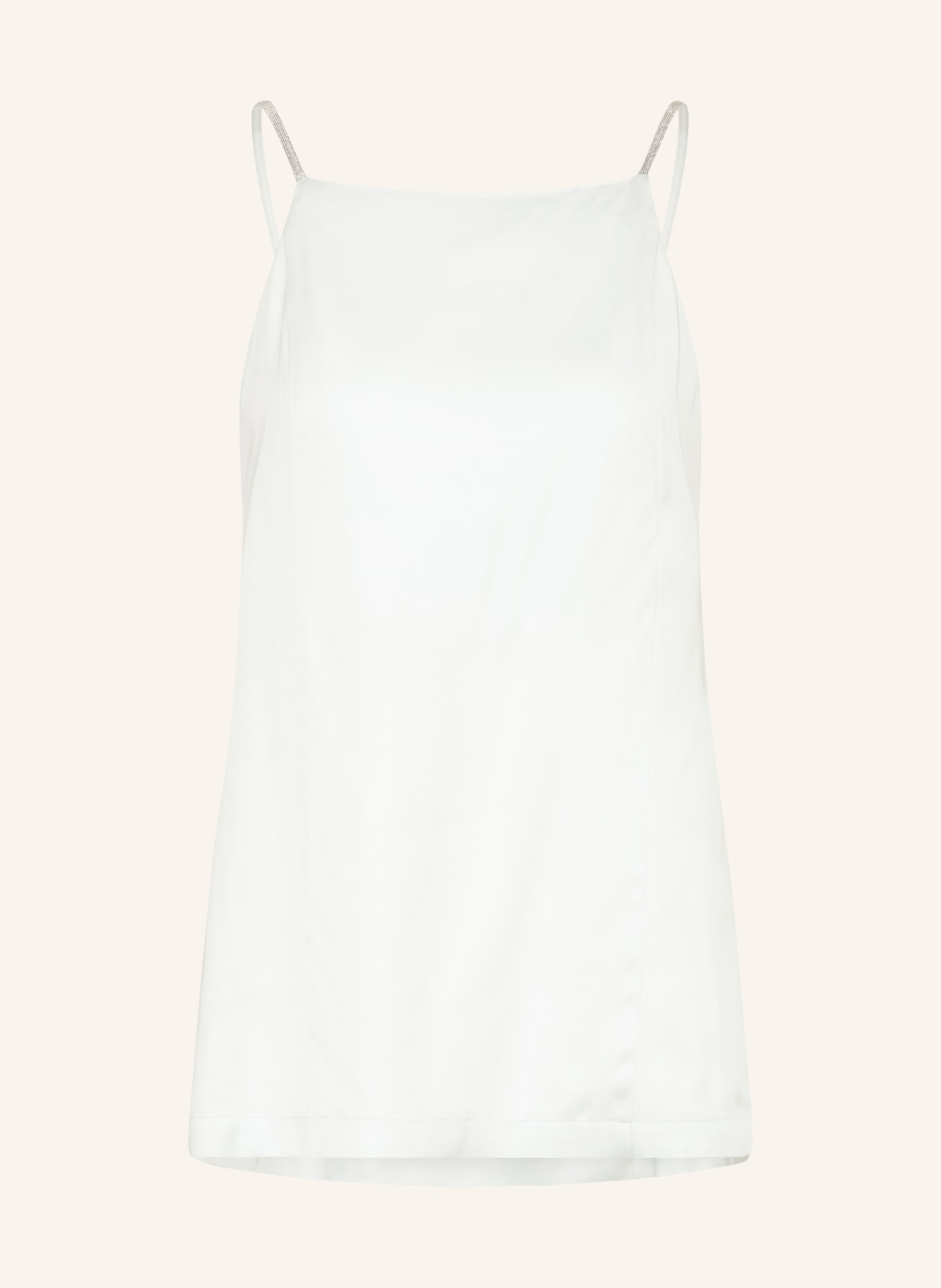 PESERICO Satintop mit Schmucksteinen: HELLGRAU / SILBER