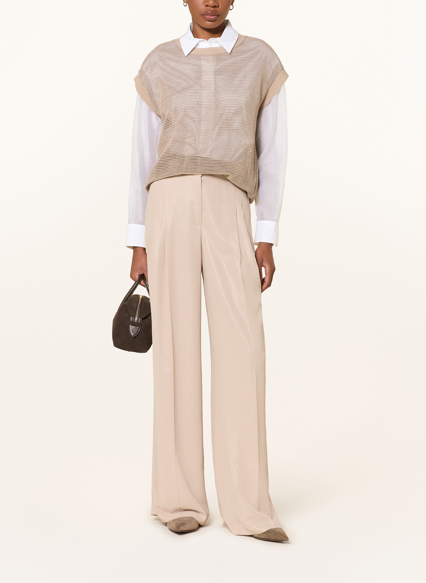 PESERICO Pantalon en marlène: BEIGE