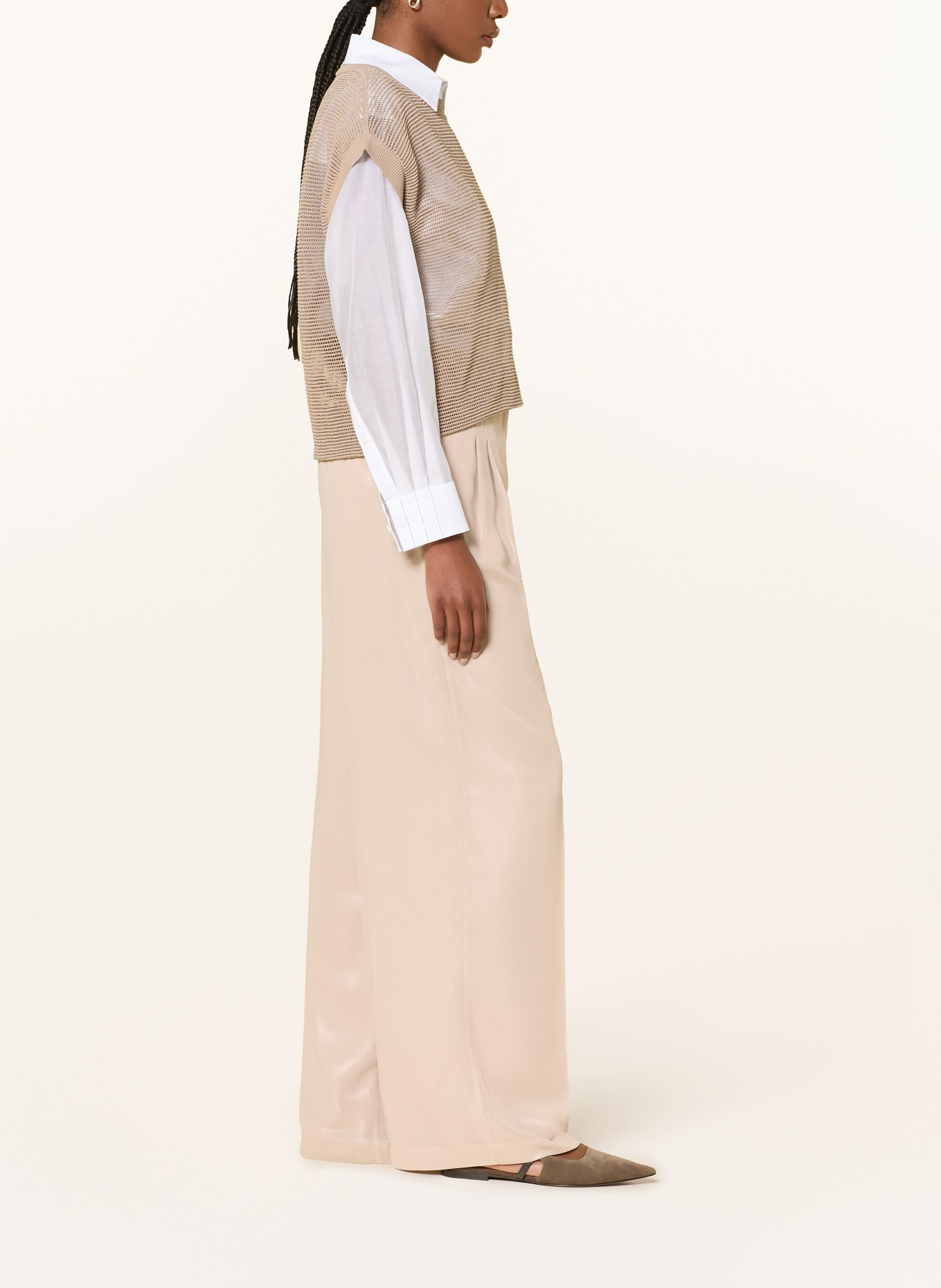 PESERICO Pantalon en marlène: BEIGE