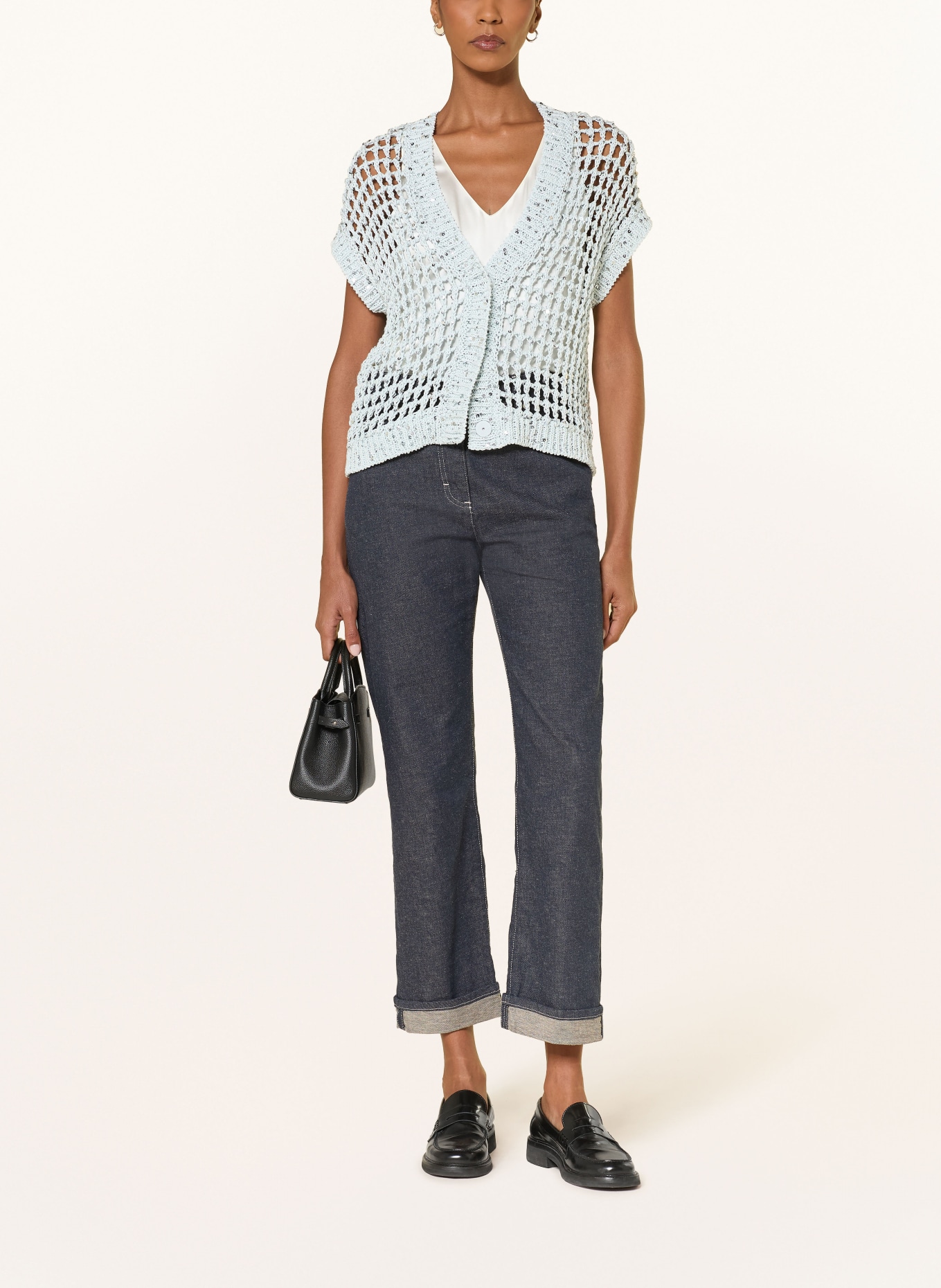 PESERICO Sequin cardigan: LIGHT BLUE