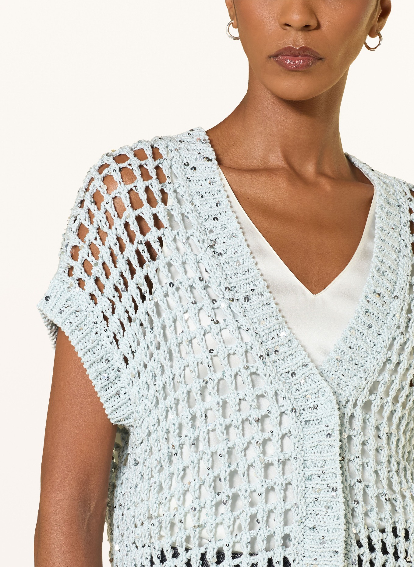 PESERICO Sequin cardigan: LIGHT BLUE