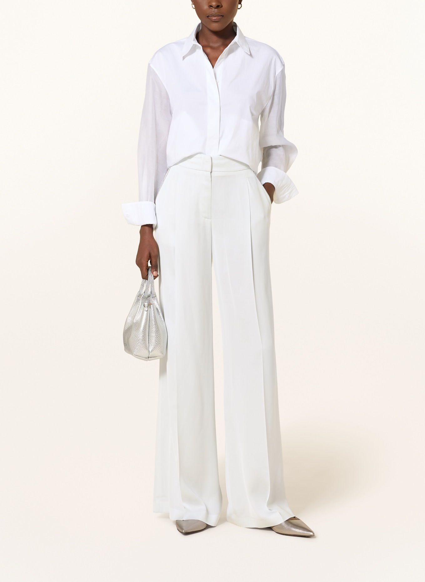 PESERICO Spodnie z satyny z kamieniami ozdobnymi: JASNONIEBIESKI