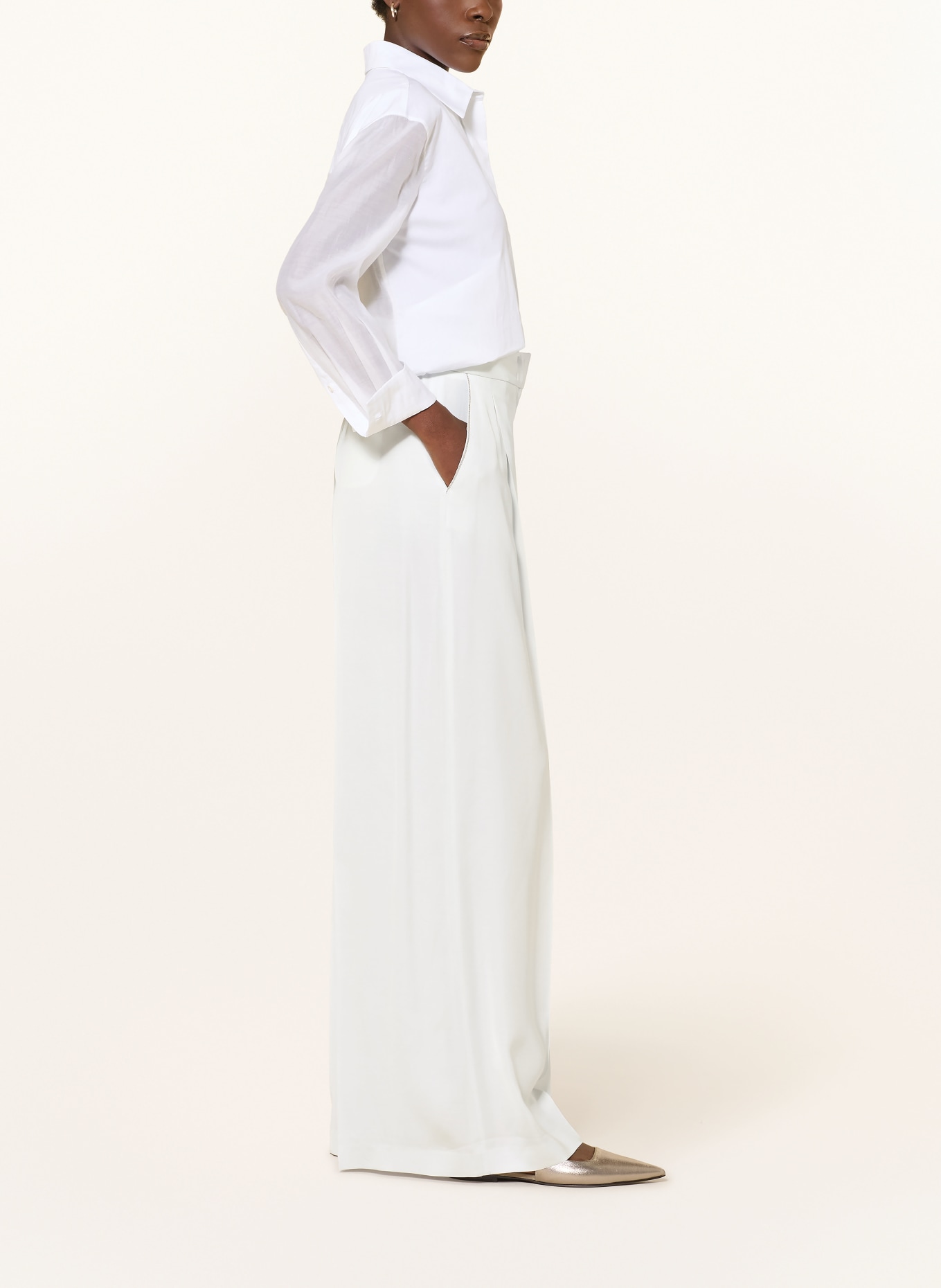 PESERICO Spodnie z satyny z kamieniami ozdobnymi: JASNONIEBIESKI