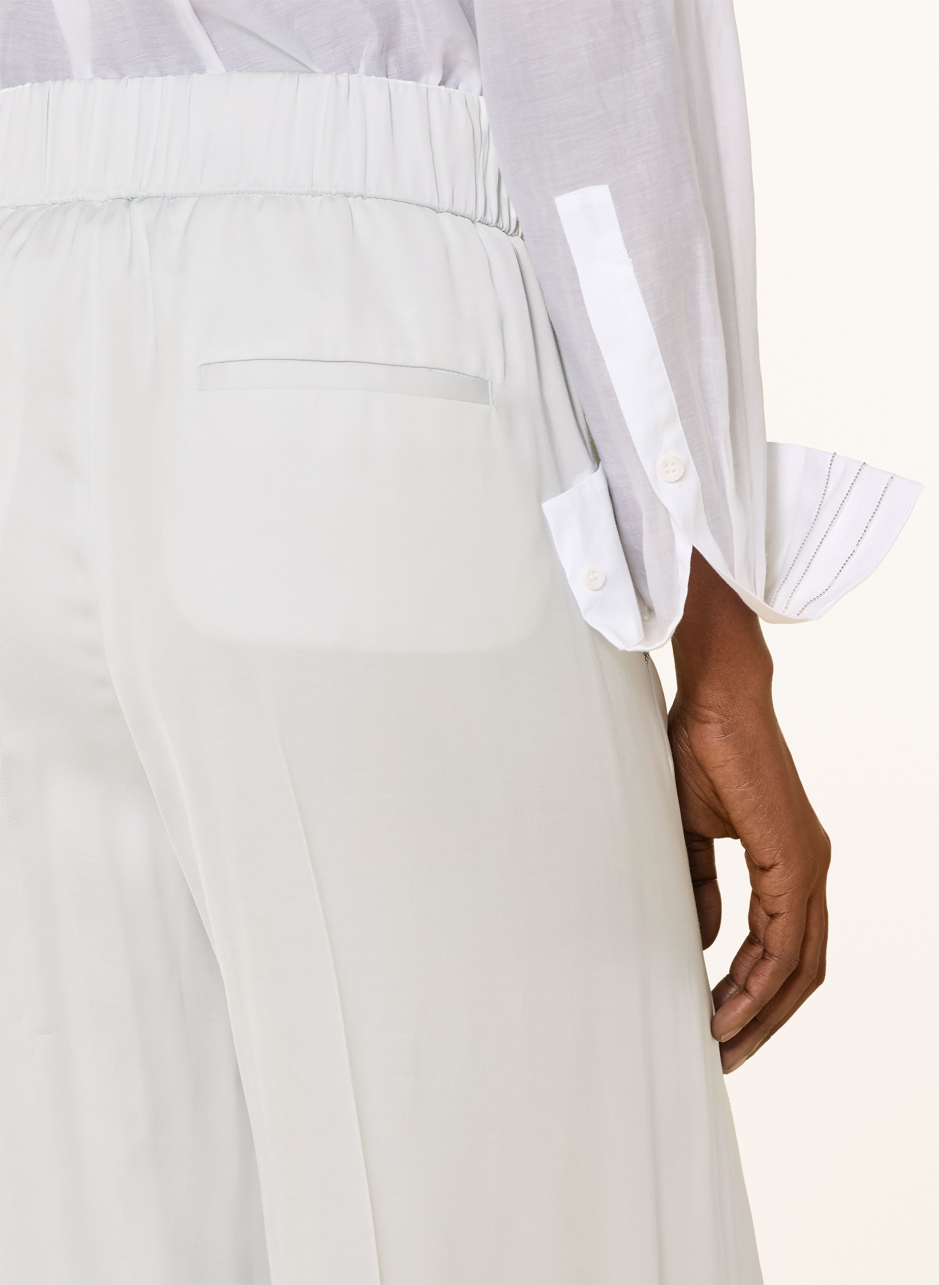 PESERICO Spodnie z satyny z kamieniami ozdobnymi: JASNONIEBIESKI