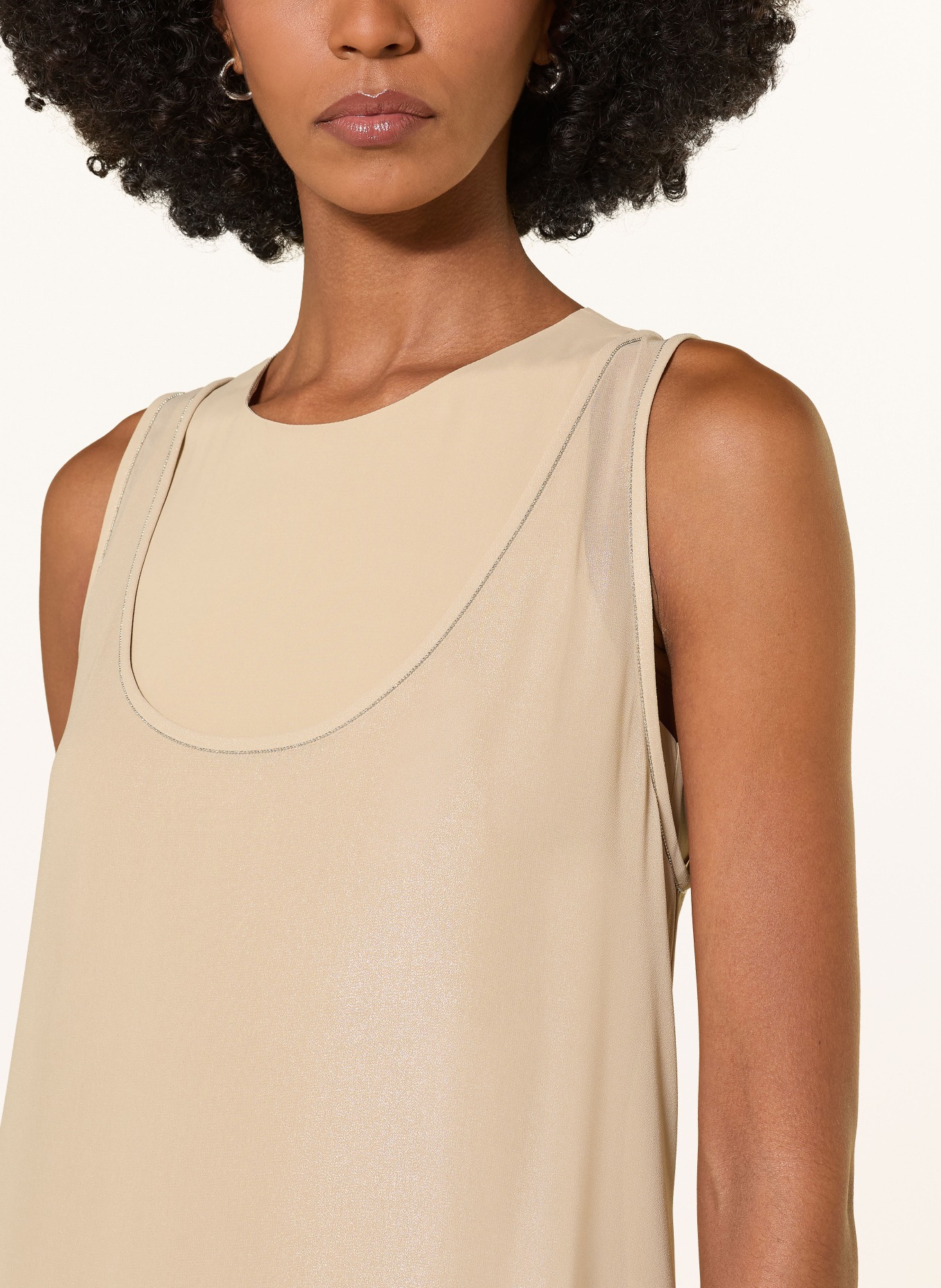 PESERICO Kleid mit Schmucksteinen: BEIGE