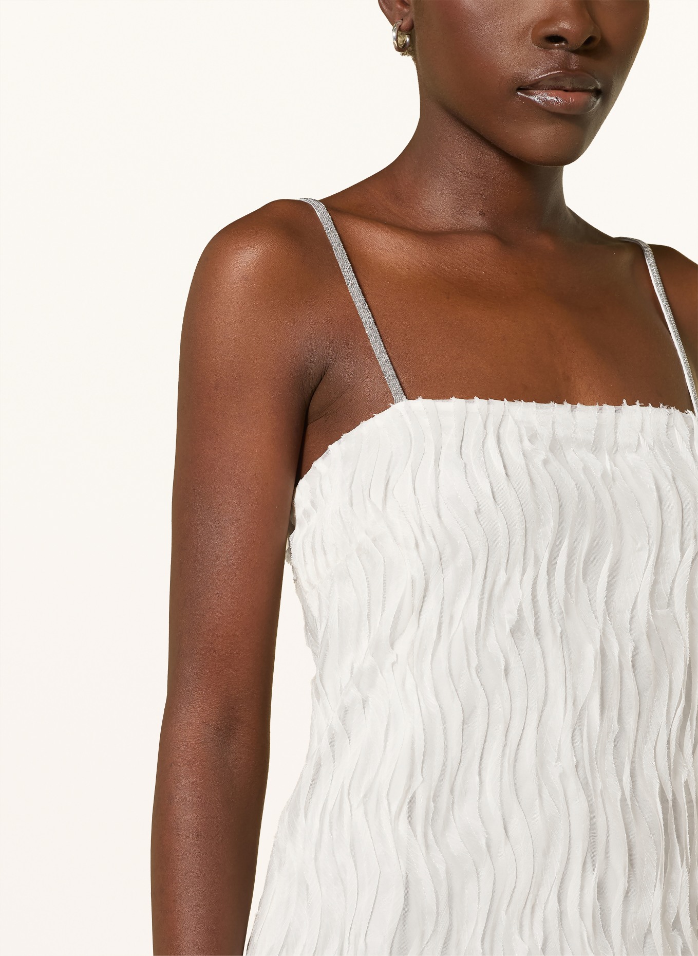 PESERICO Kleid mit Schmucksteinen: ECRU