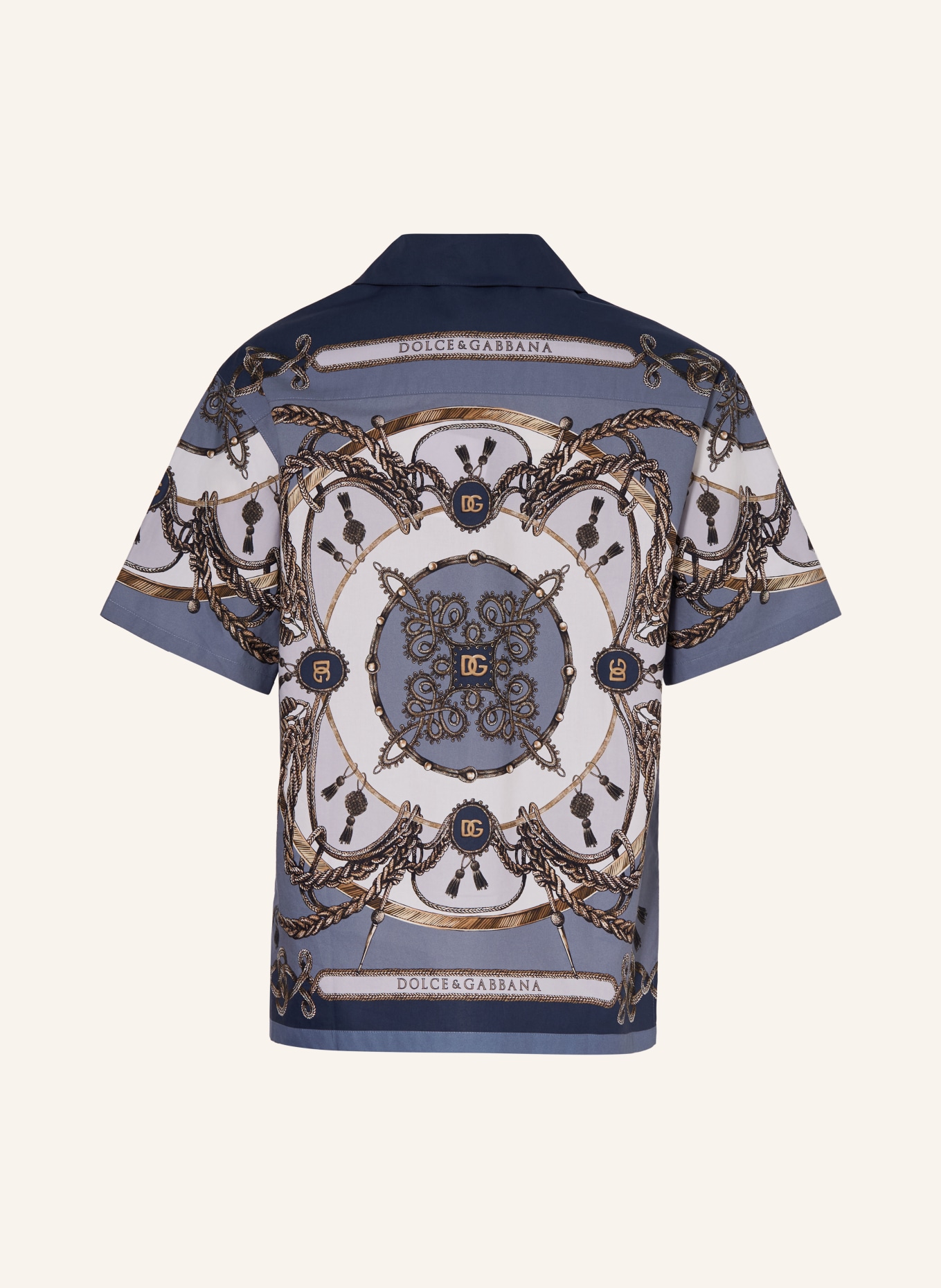 DOLCE & GABBANA Resorthemd: BLAUGRAU / TAUPE / DUNKELBLAU