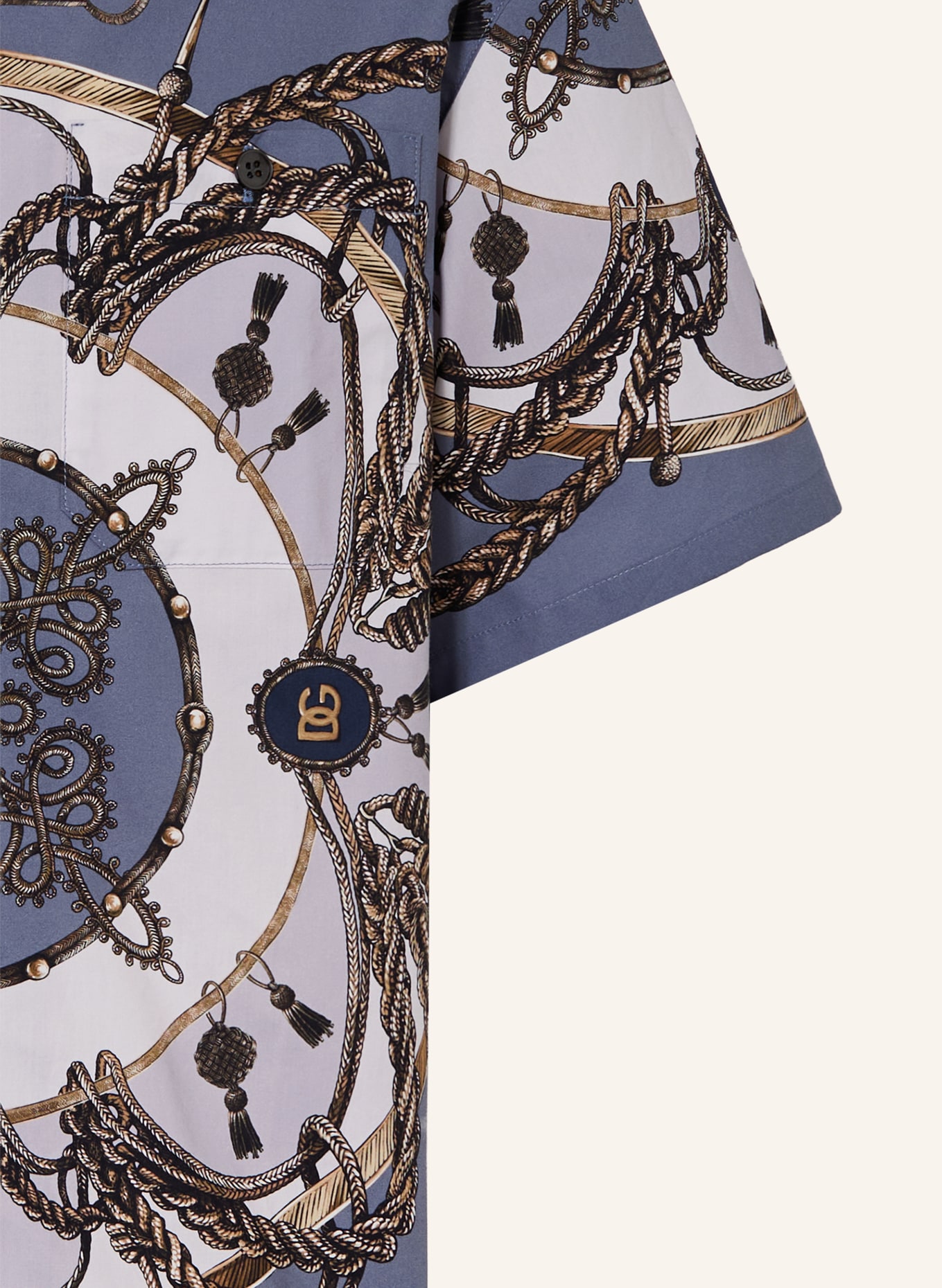 DOLCE & GABBANA Resorthemd: BLAUGRAU / TAUPE / DUNKELBLAU
