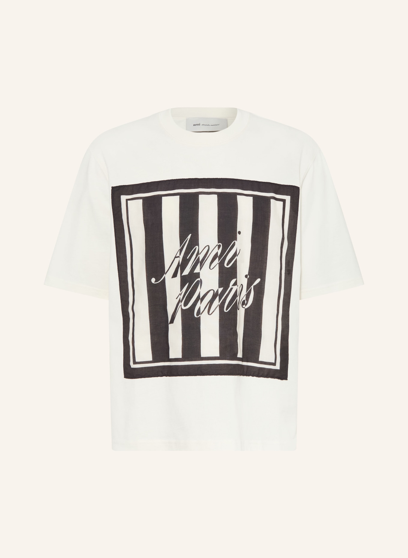 AMI PARIS T-shirt: CRÈME / NOIR