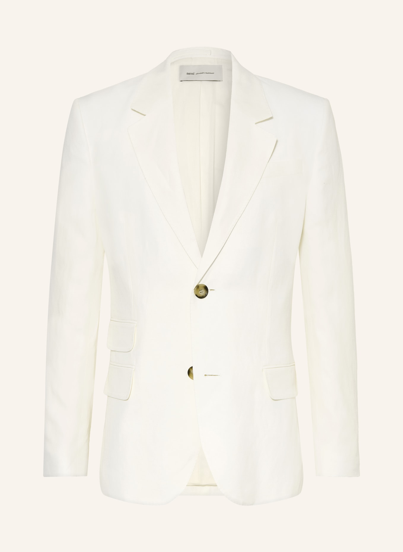 AMI PARIS Sakko Regular Fit mit Leinen: CREME