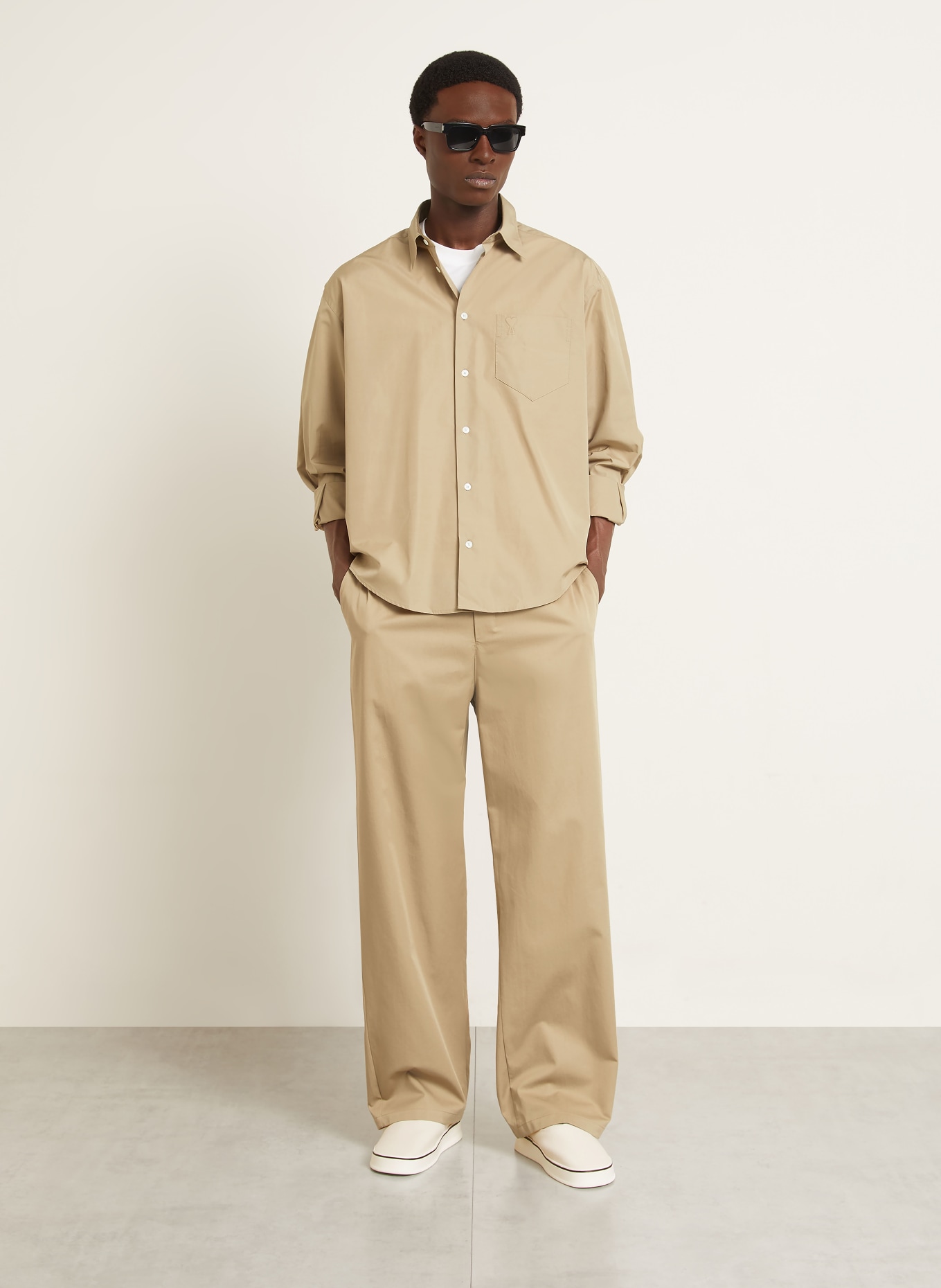 AMI PARIS Comfort Fit Shirt: BEIGE