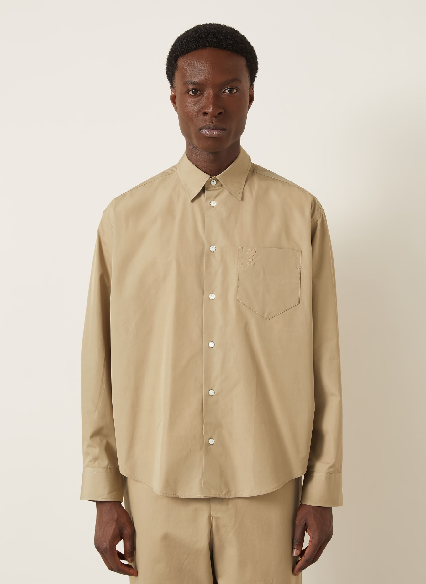 AMI PARIS Comfort Fit Shirt: BEIGE