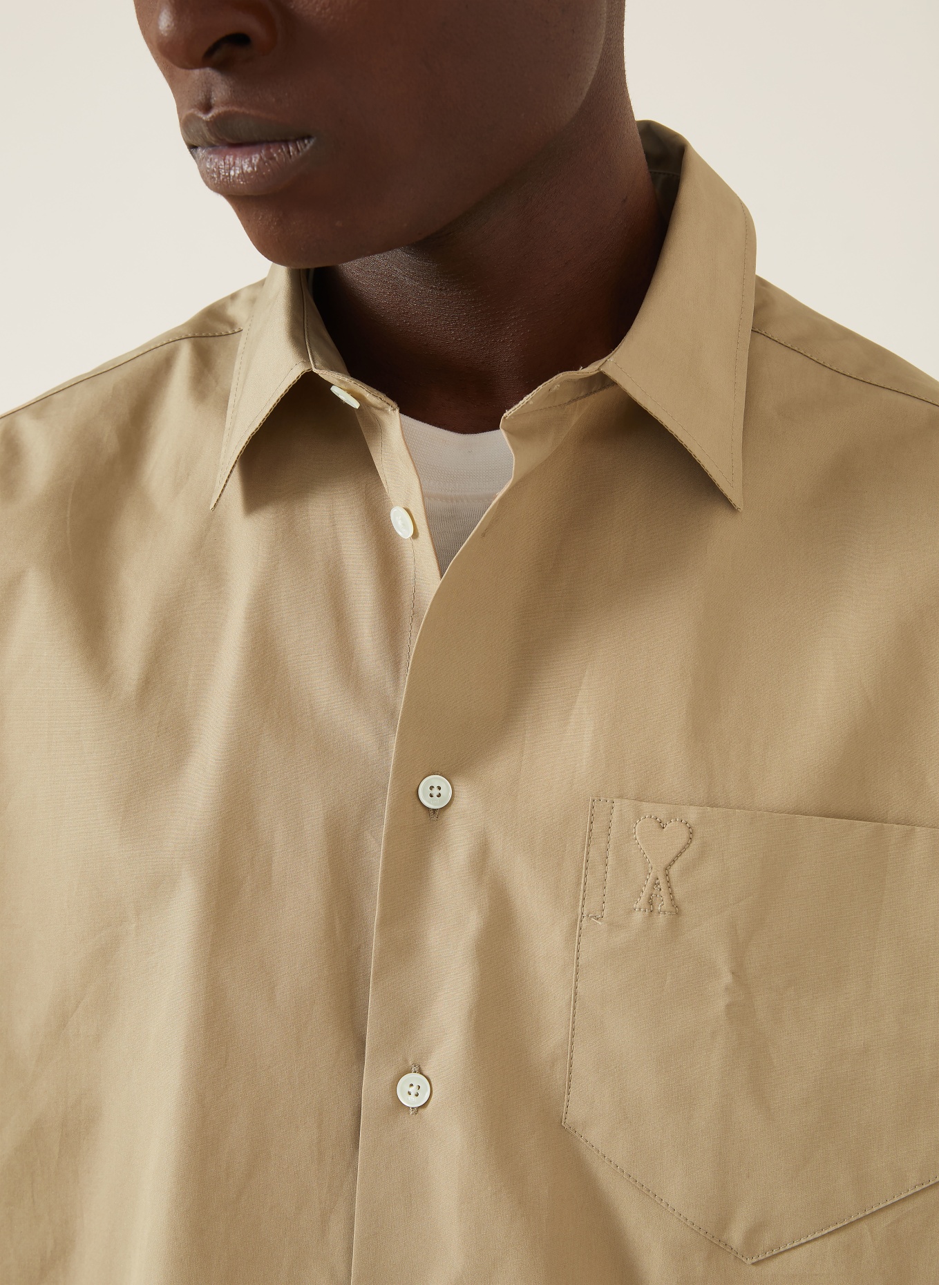 AMI PARIS Comfort Fit Shirt: BEIGE