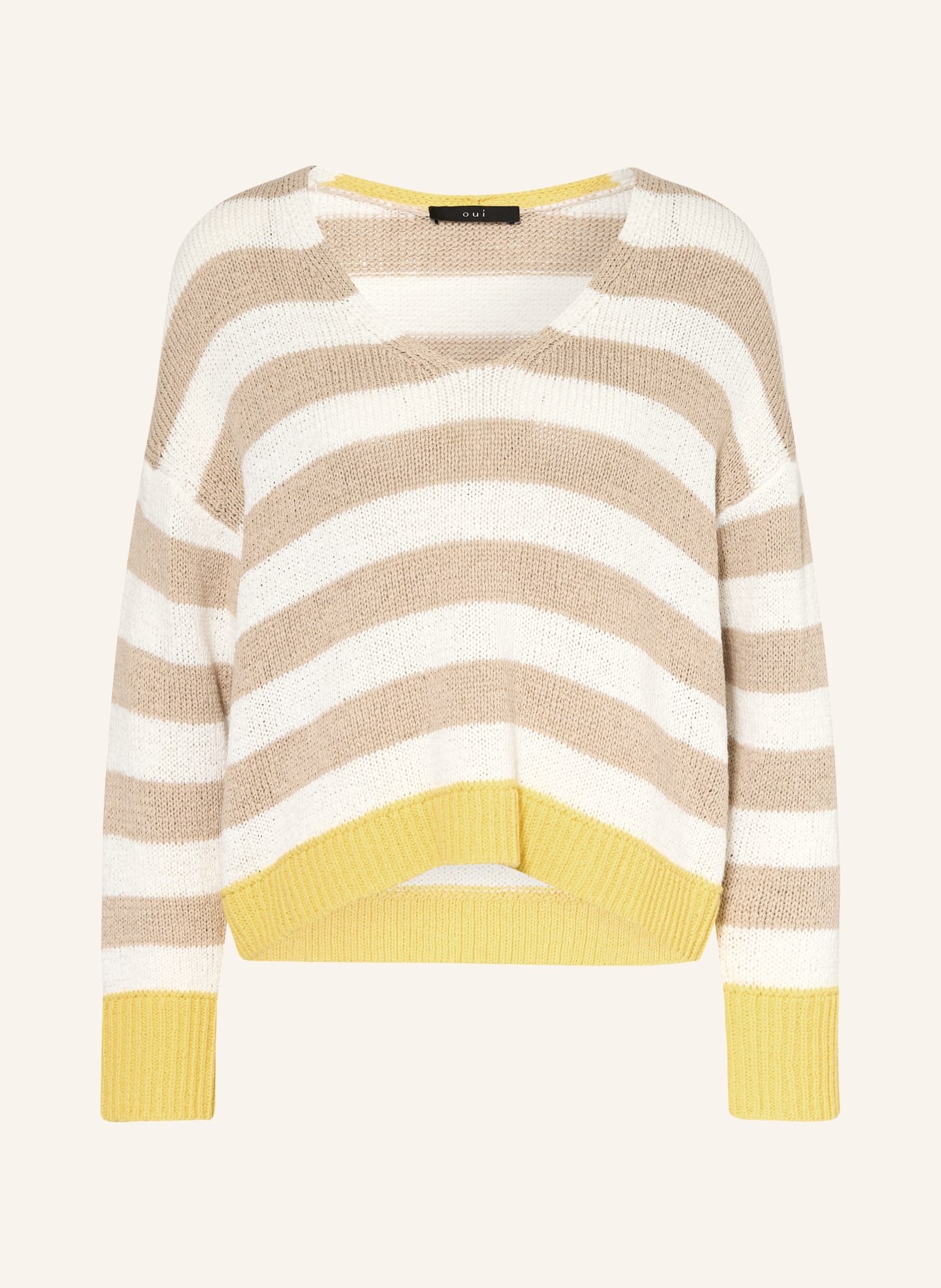 oui Pullover: WEISS / BEIGE / GELB