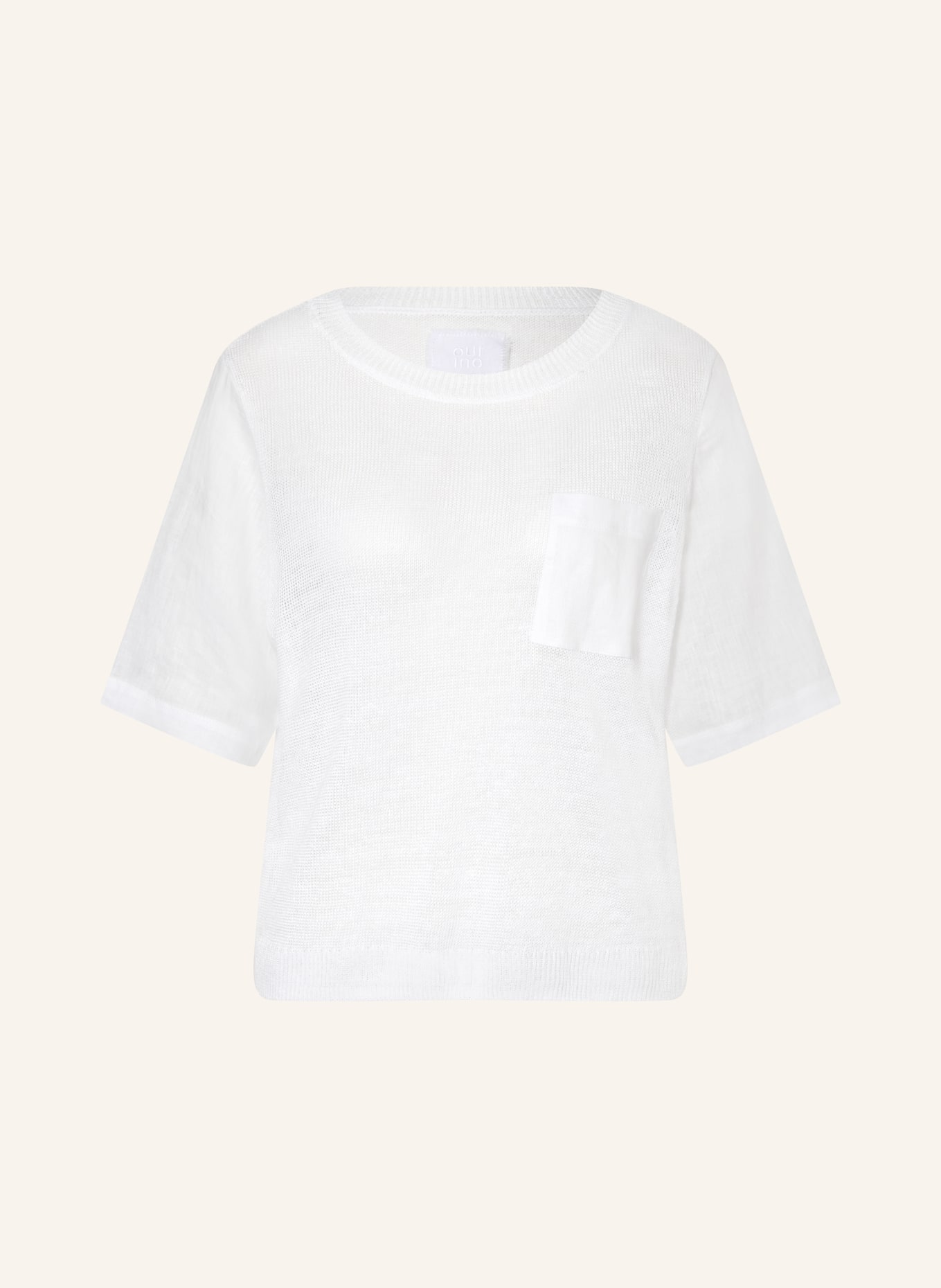 oui Strickshirt aus Leinen im Materialmix: WEISS