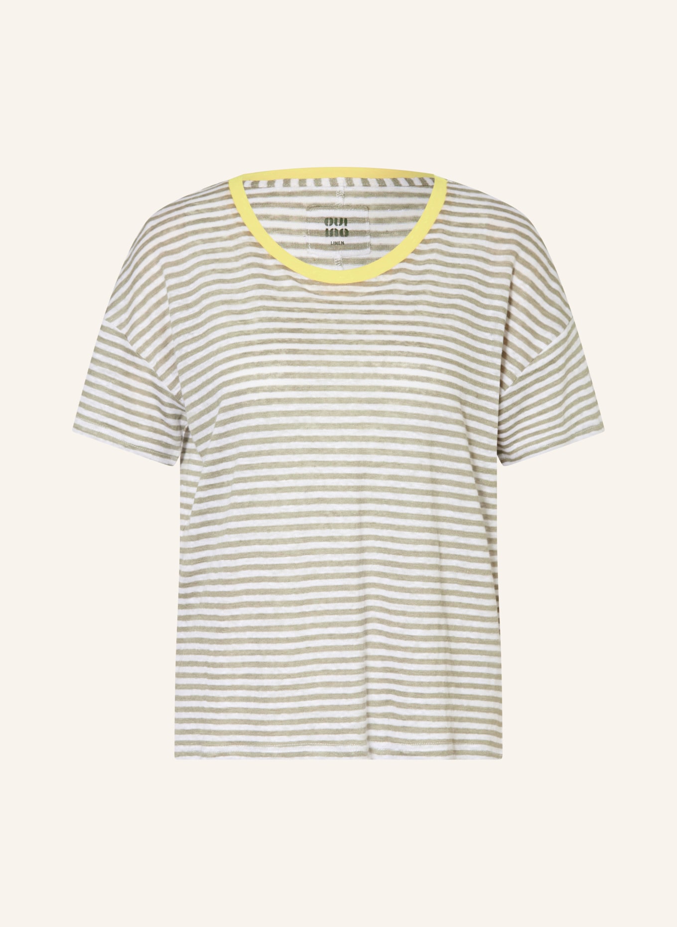 oui T-Shirt aus Leinen: CREME / OLIV