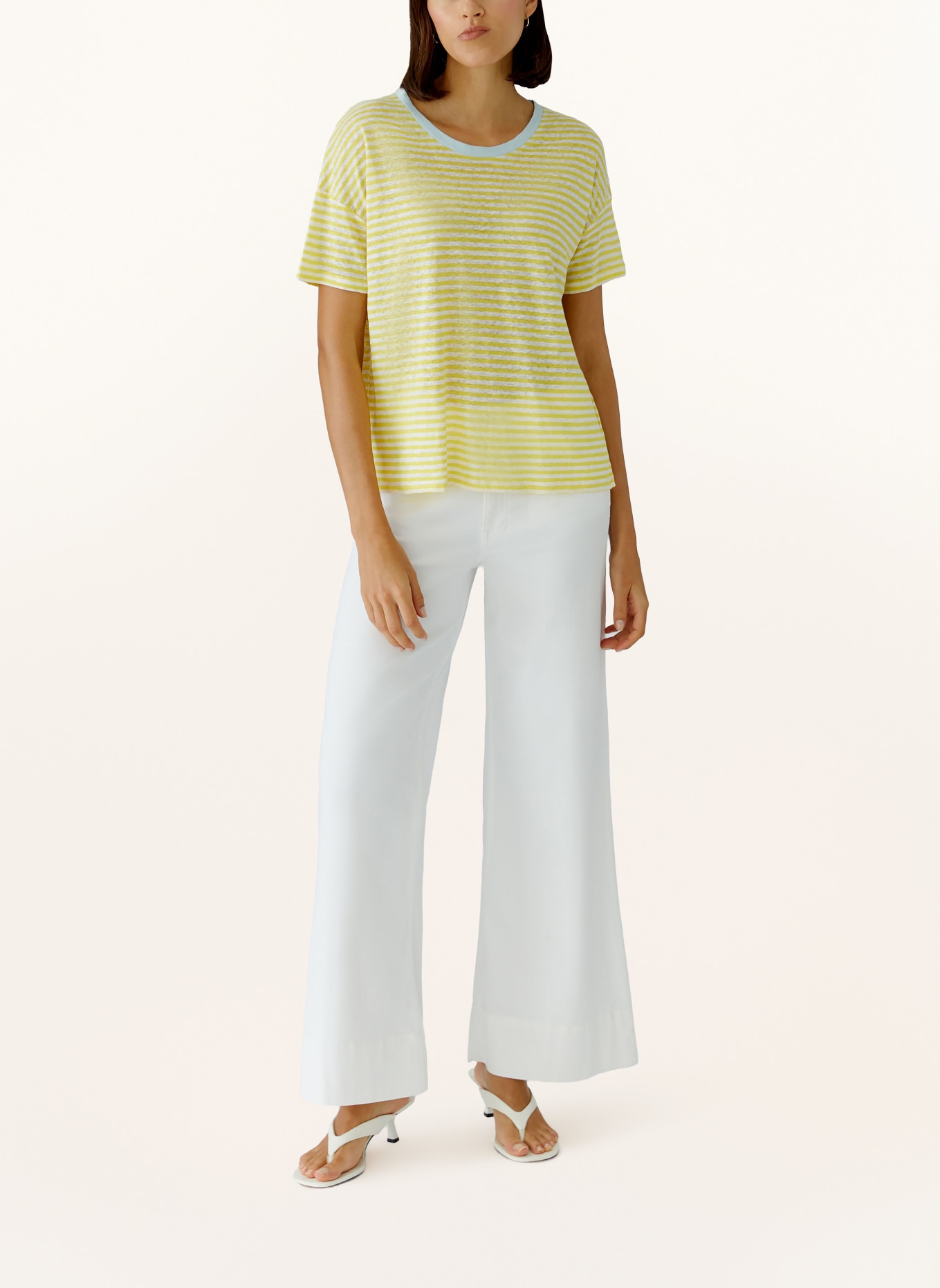 oui T-Shirt aus Leinen: CREME / GELB