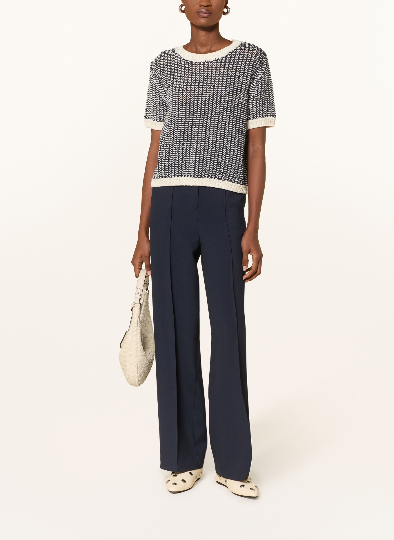 oui Strickshirt: DUNKELBLAU / ECRU