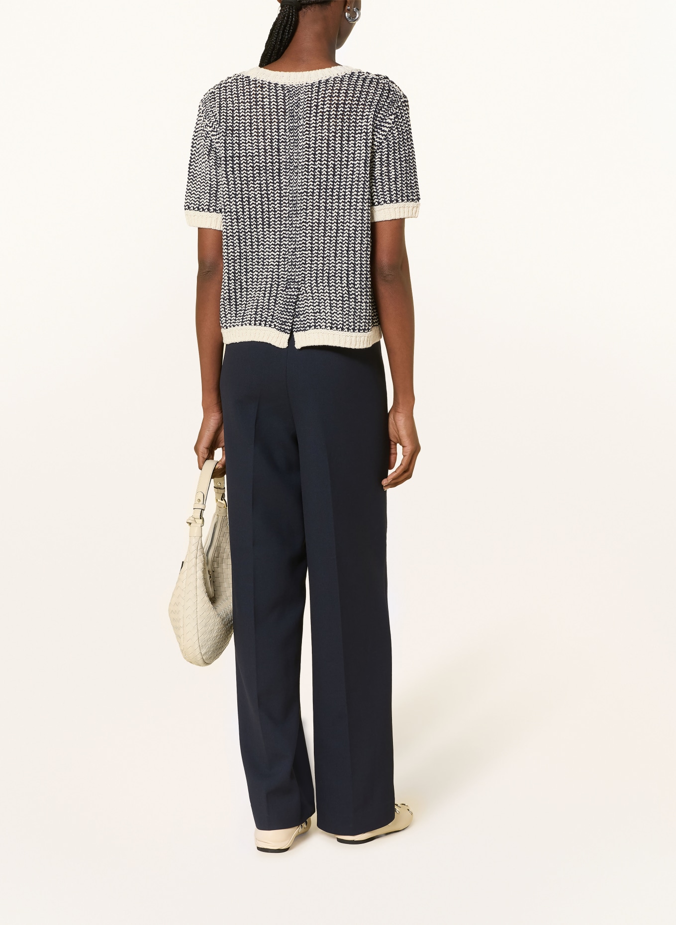 oui Strickshirt: DUNKELBLAU / ECRU