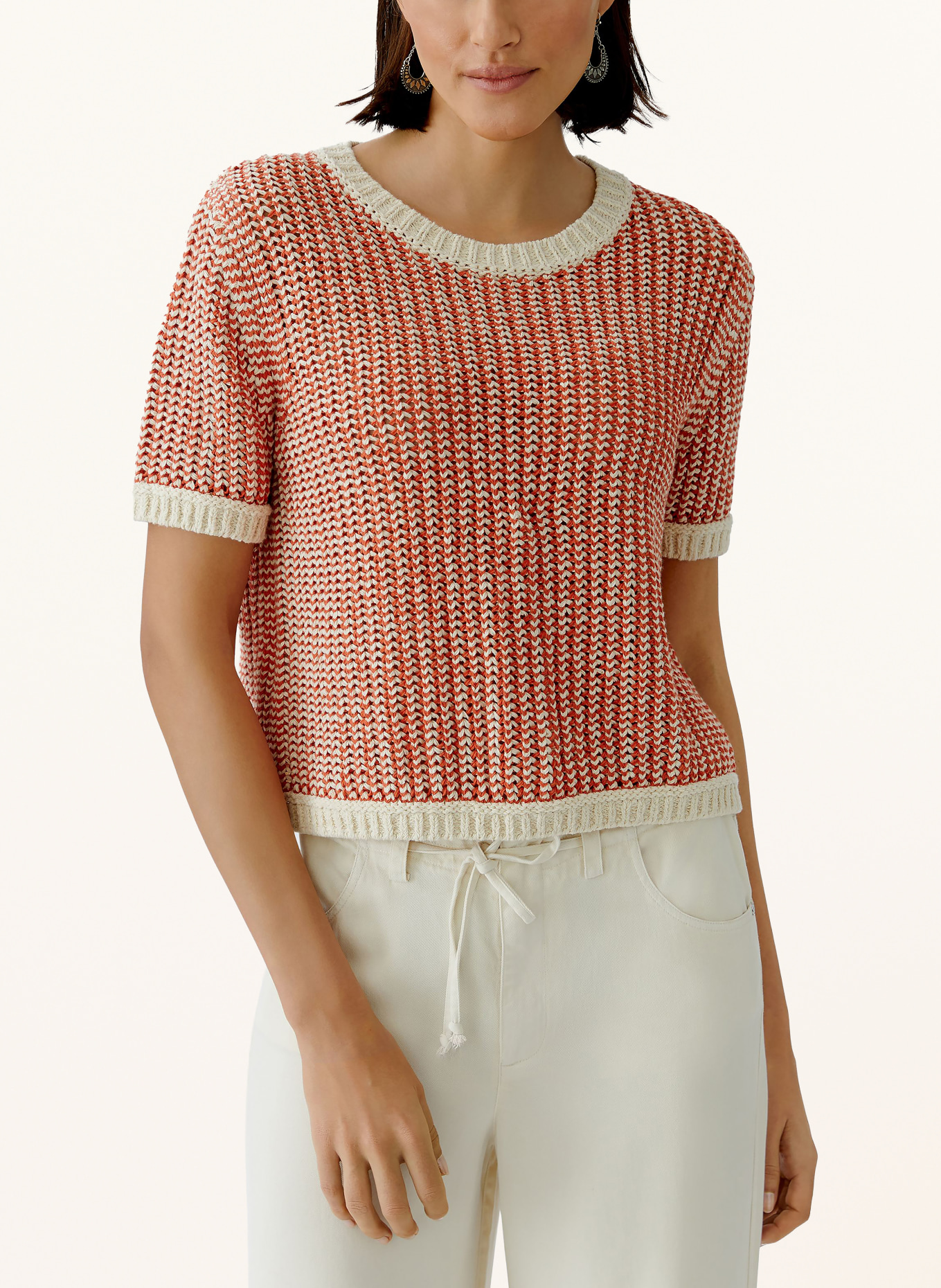 oui Strickshirt: DUNKELORANGE / CREME