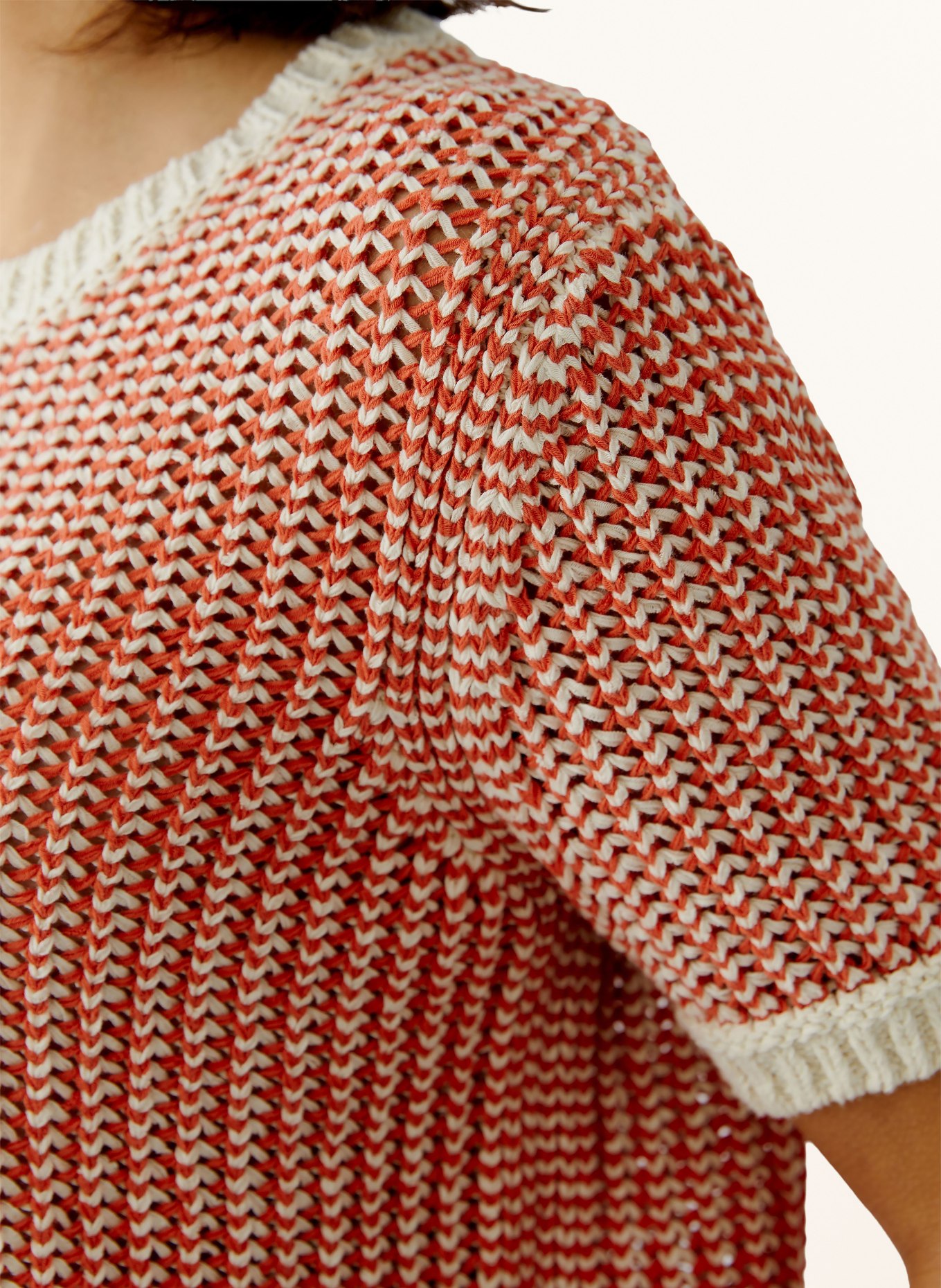 oui Strickshirt: DUNKELORANGE / CREME