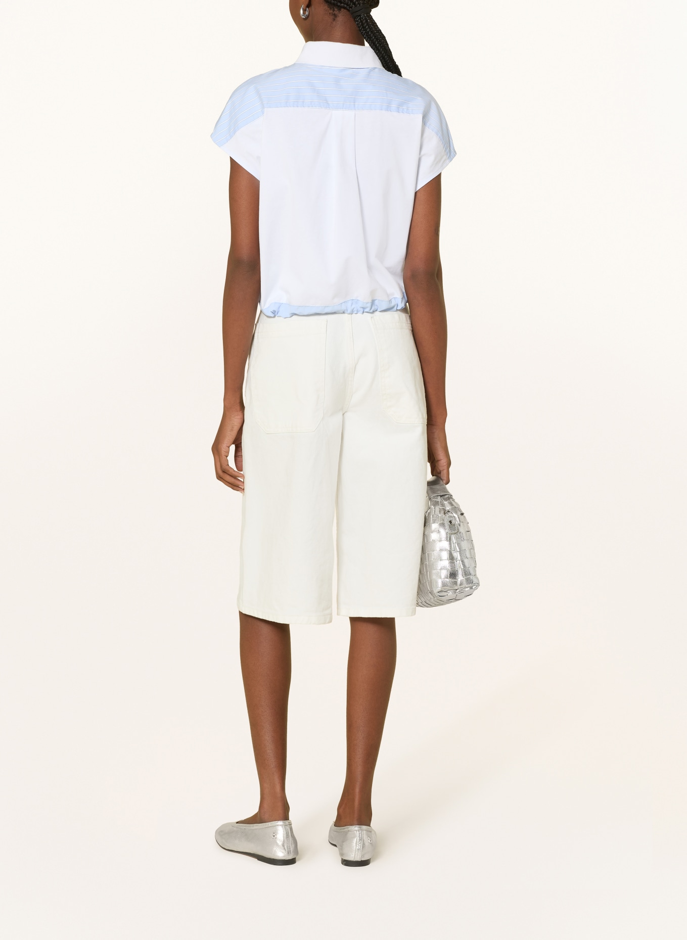 oui Hemdbluse im Materialmix: HELLBLAU / WEISS