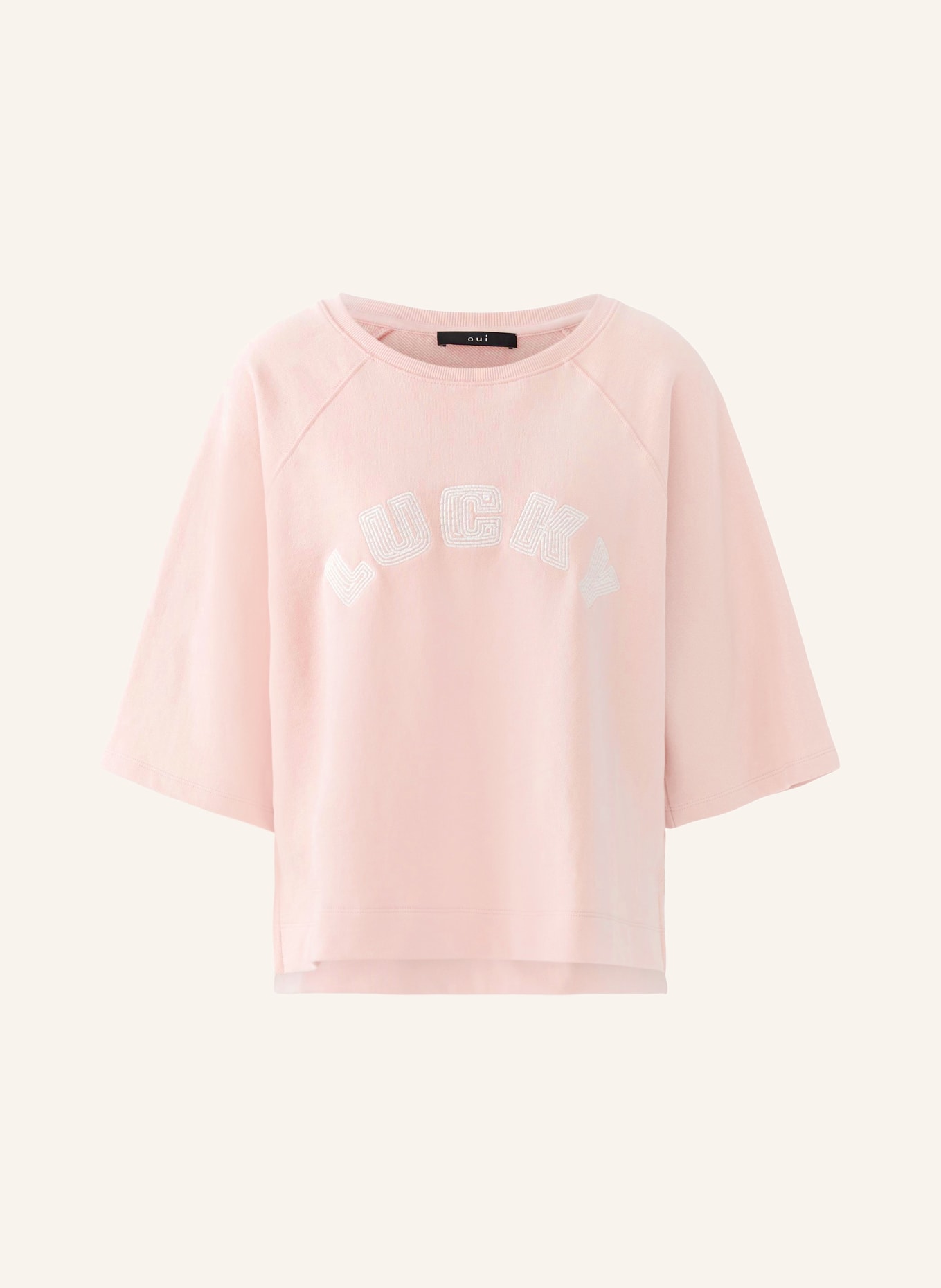 oui Mikina s 3/4 rukávy a ozdobnými korálky: SVĚTLE RŮŽOVÁ / BÍLÁ