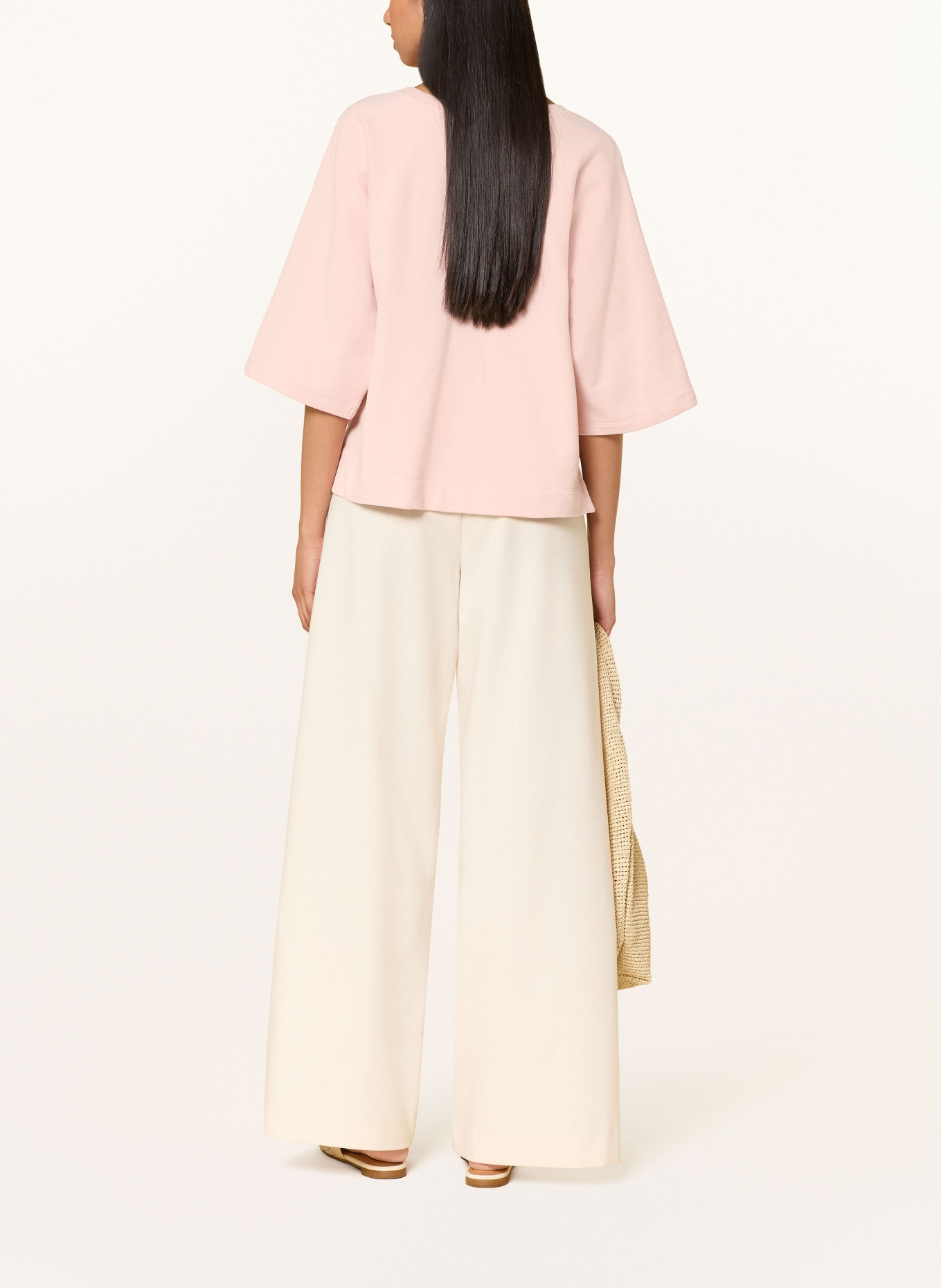 oui Mikina s 3/4 rukávy a ozdobnými korálky: SVĚTLE RŮŽOVÁ / BÍLÁ