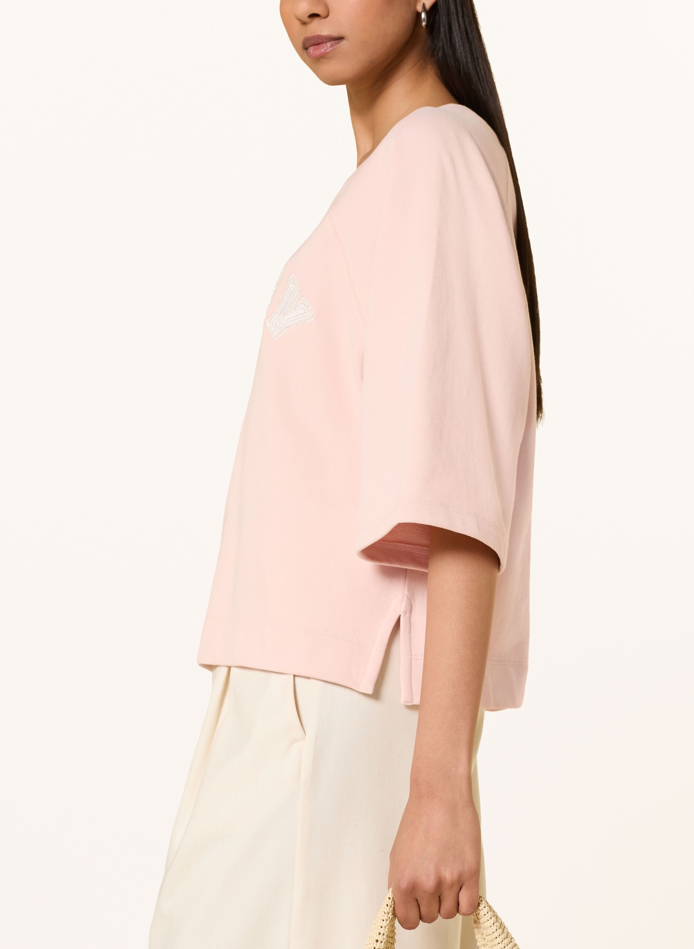 oui Mikina s 3/4 rukávy a ozdobnými korálky: SVĚTLE RŮŽOVÁ / BÍLÁ