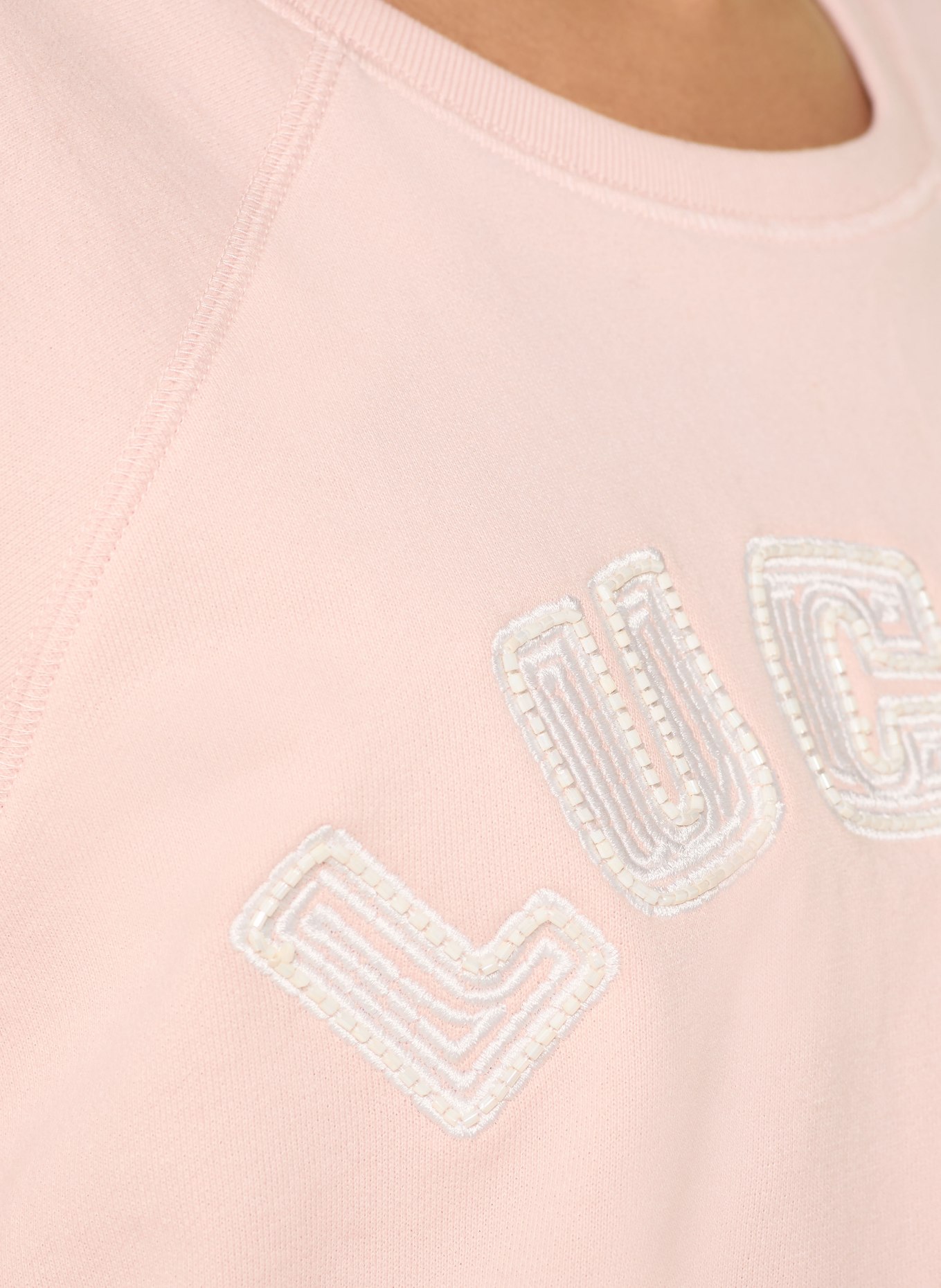 oui Mikina s 3/4 rukávy a ozdobnými korálky: SVĚTLE RŮŽOVÁ / BÍLÁ