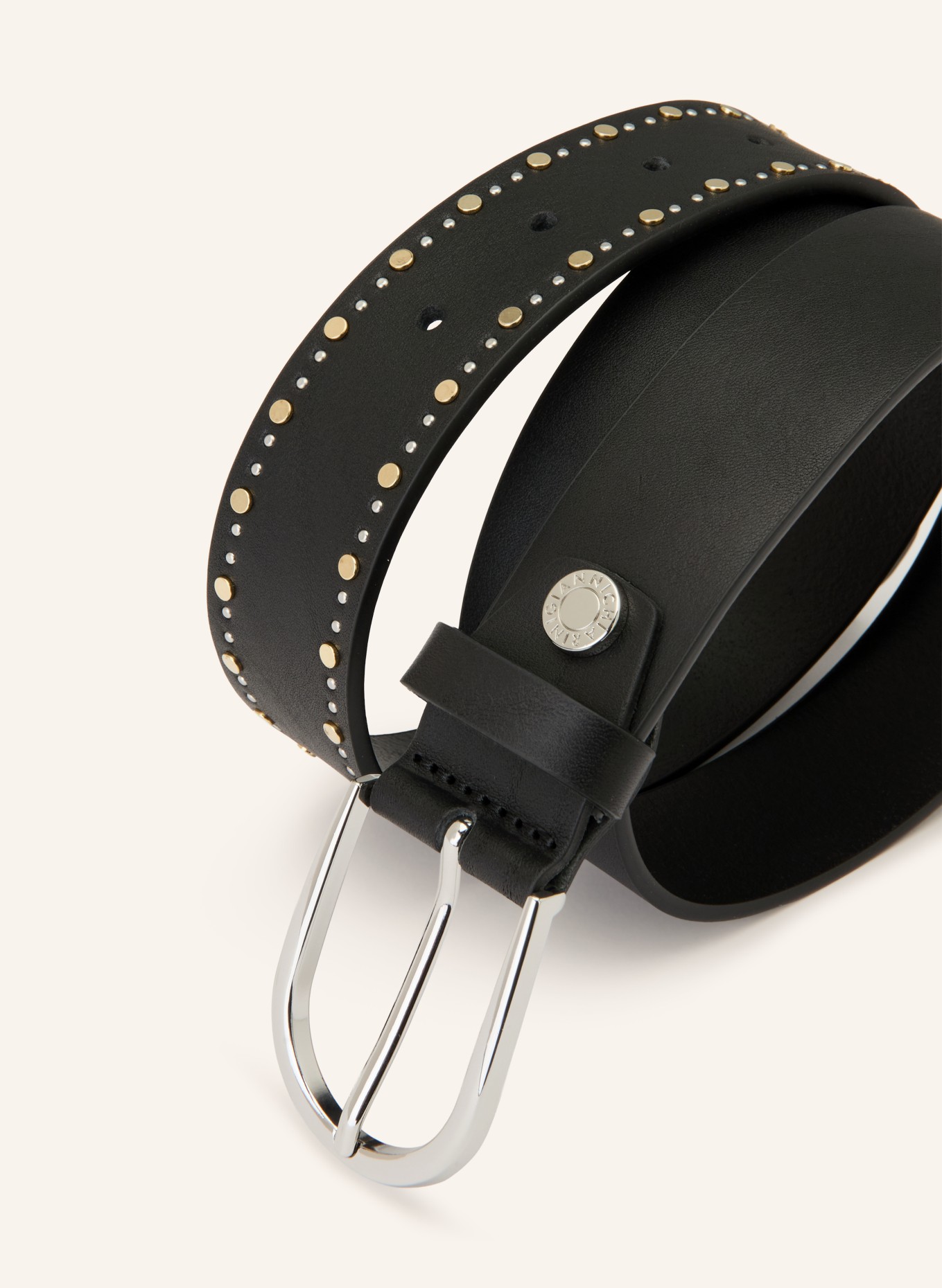 GIANNI CHIARINI Ceinture en cuir cloutée: NOIR / ARGENT