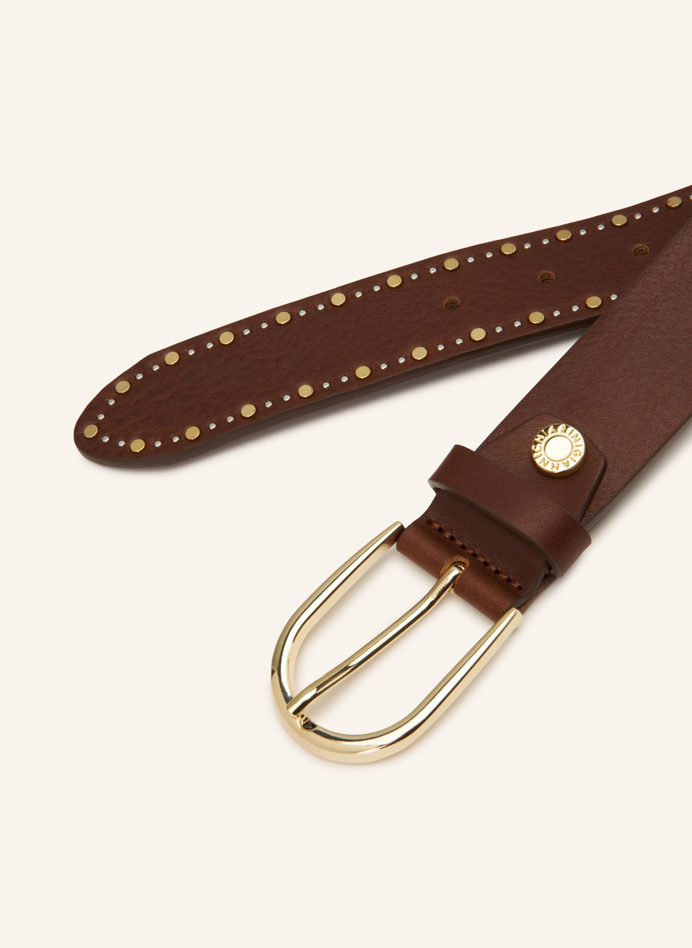 GIANNI CHIARINI Ceinture en cuir cloutée: MARRON FONCÉ / OR