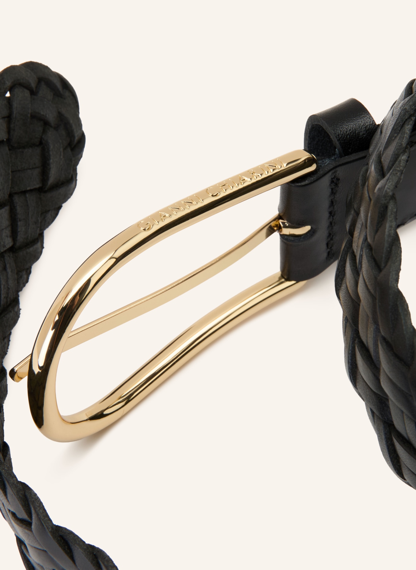 GIANNI CHIARINI ceinture en cuir: NOIR / OR