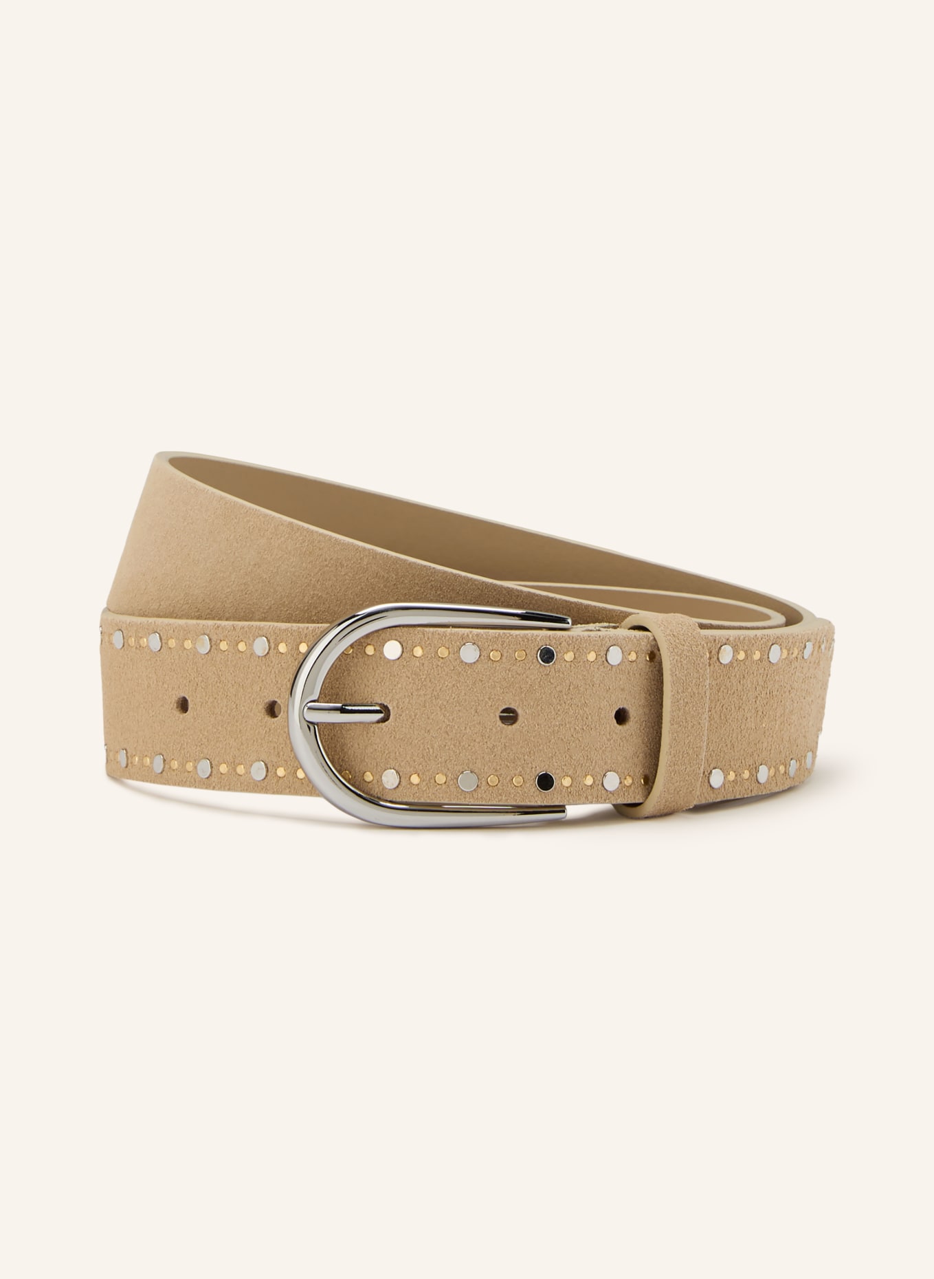 GIANNI CHIARINI Ceinture en cuir cloutée: BEIGE / ARGENT