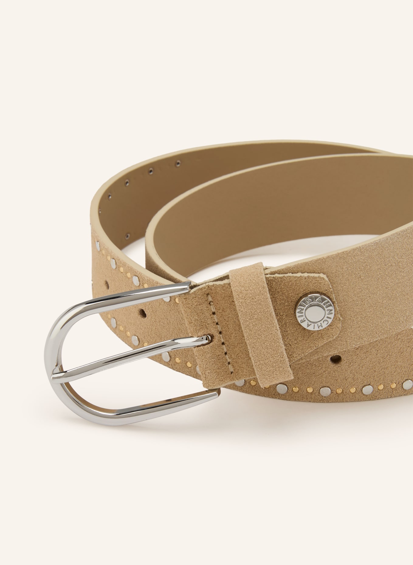 GIANNI CHIARINI Ceinture en cuir cloutée: BEIGE / ARGENT