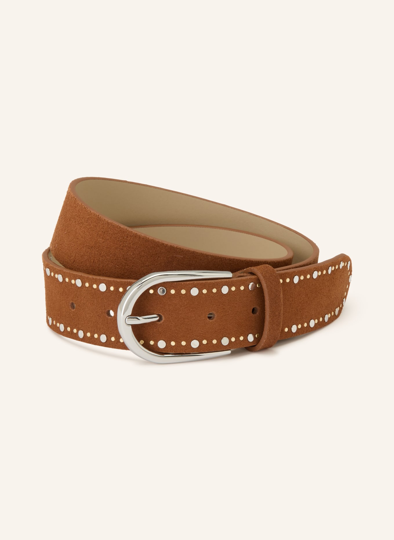 GIANNI CHIARINI Ceinture en cuir cloutée: MARRON / ARGENT