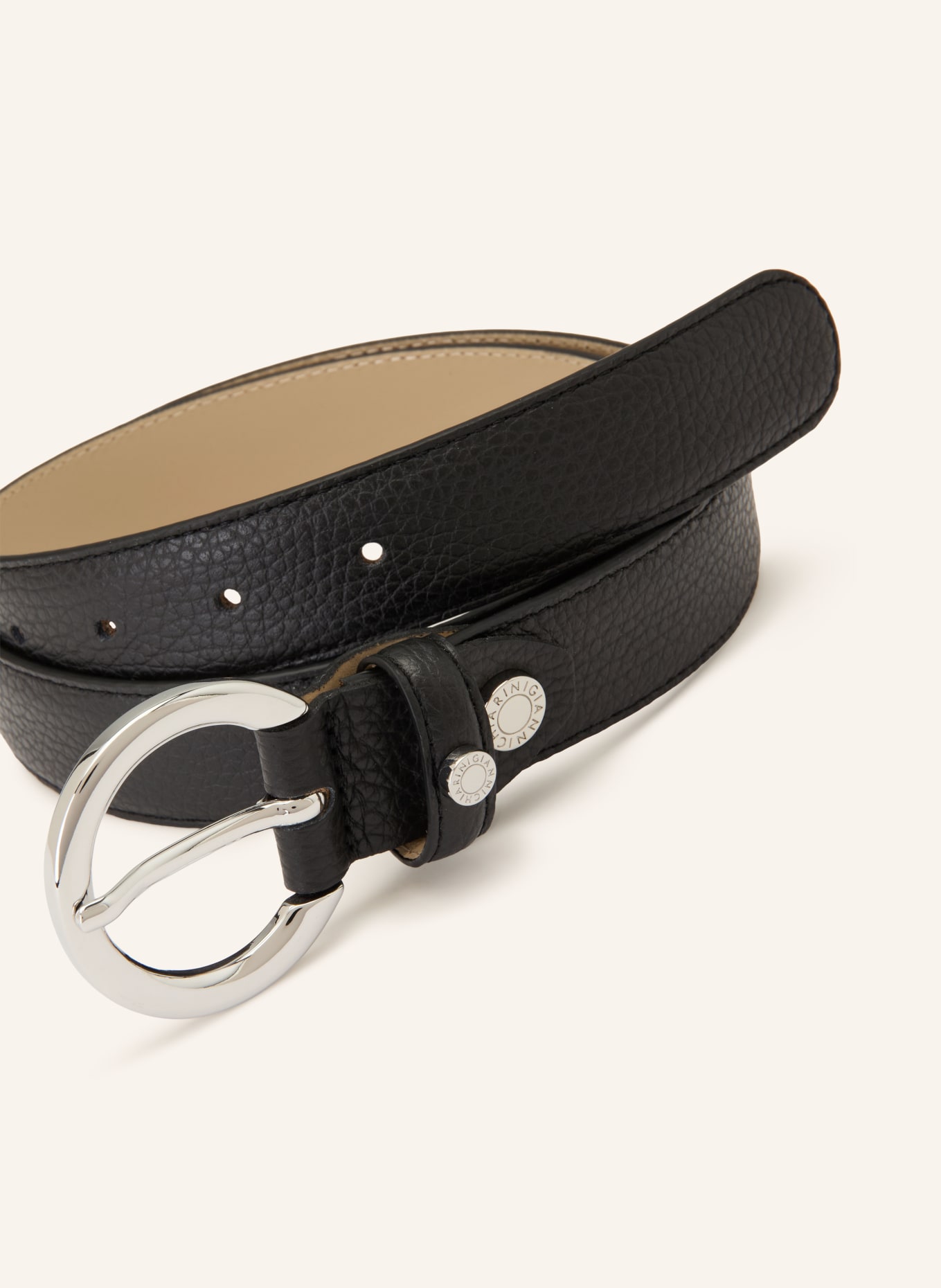GIANNI CHIARINI ceinture en cuir: NOIR / ARGENT