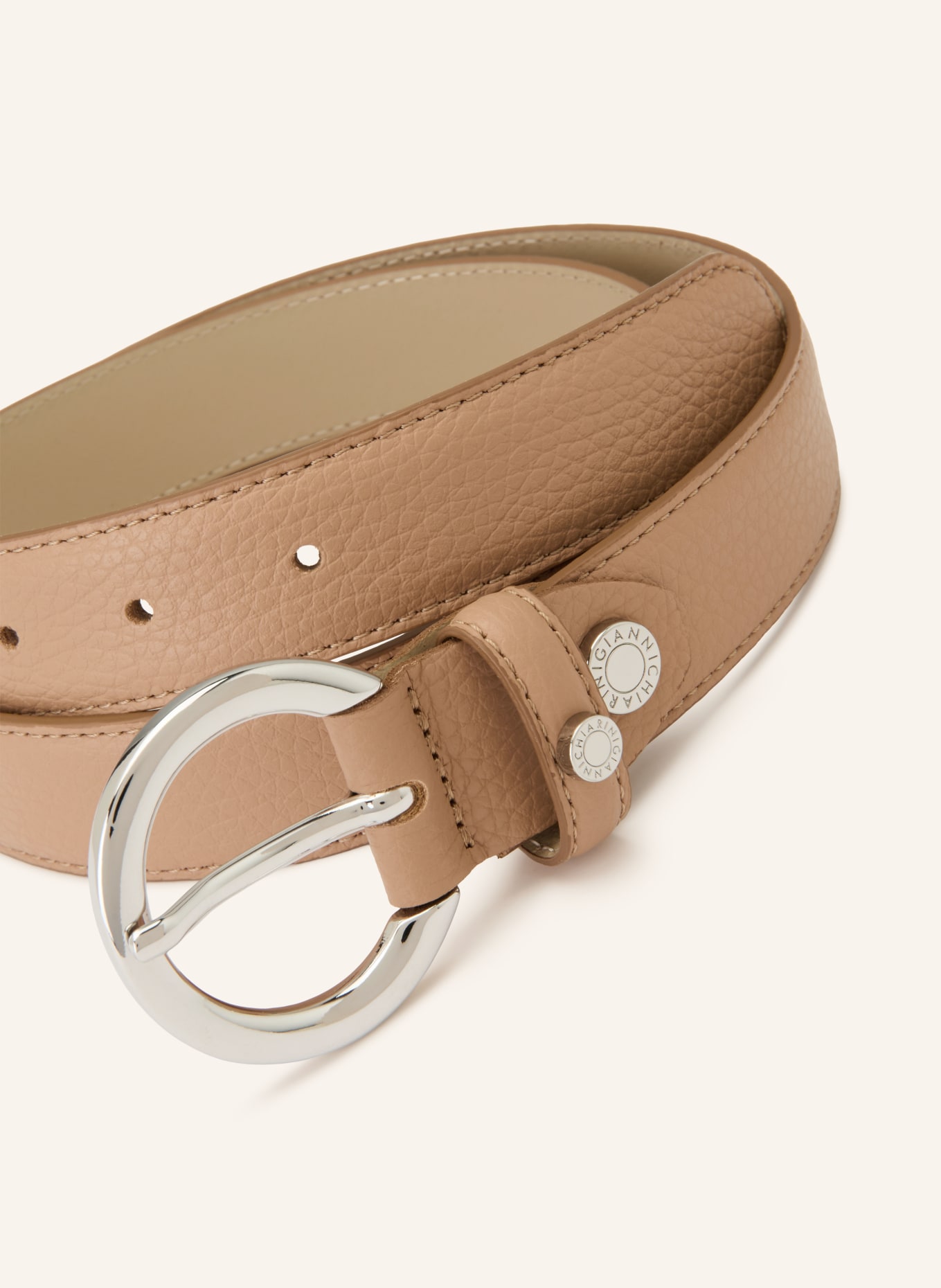 GIANNI CHIARINI ceinture en cuir: MARRON CLAIR / ARGENT