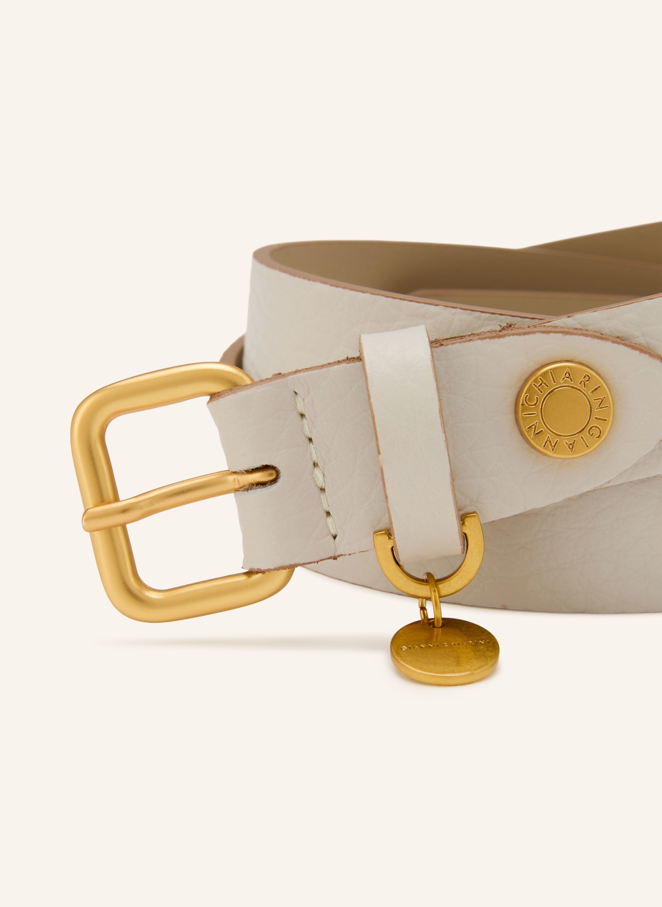 GIANNI CHIARINI ceinture en cuir: CRÈME / OR