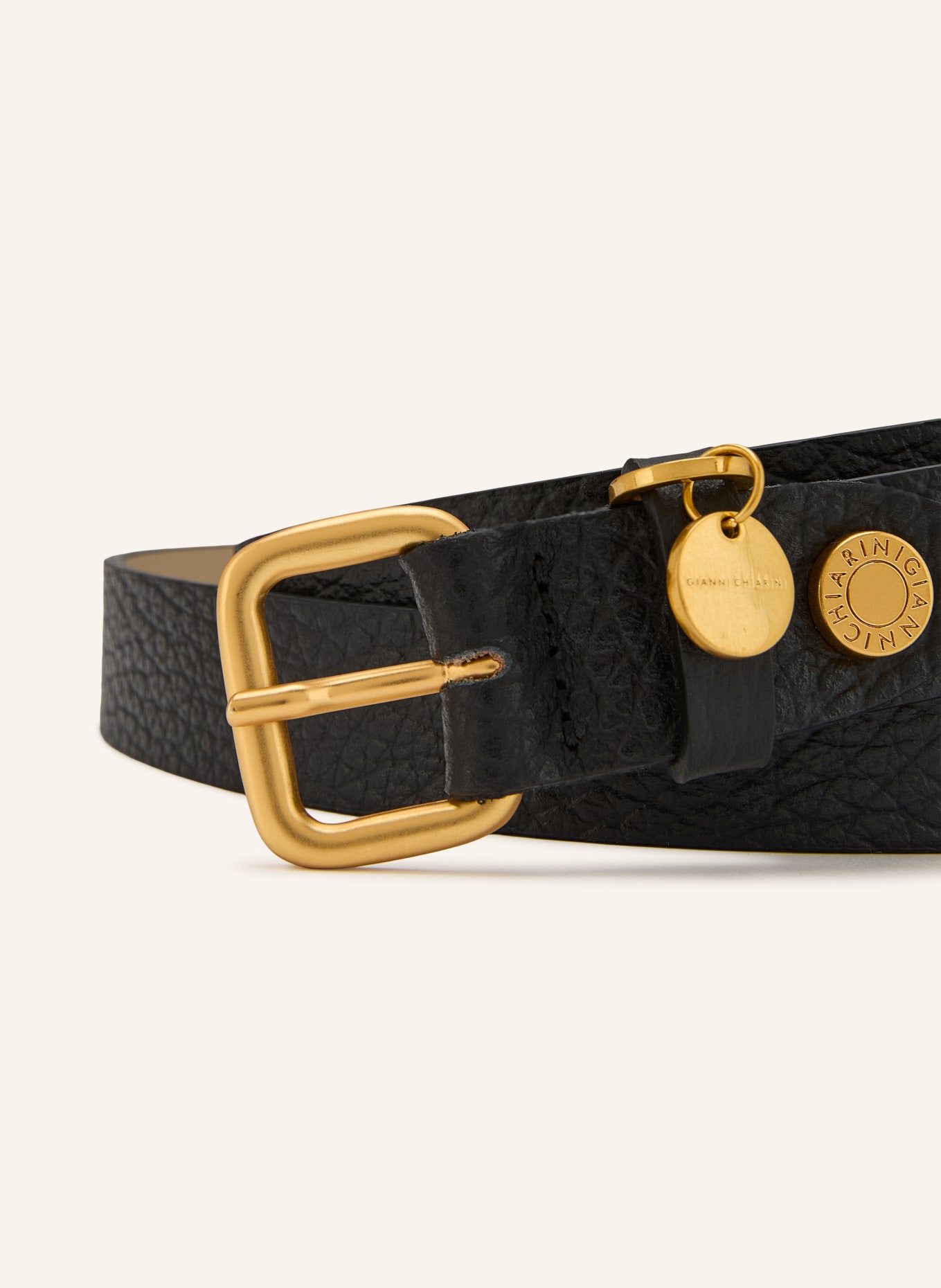 GIANNI CHIARINI ceinture en cuir: NOIR / OR